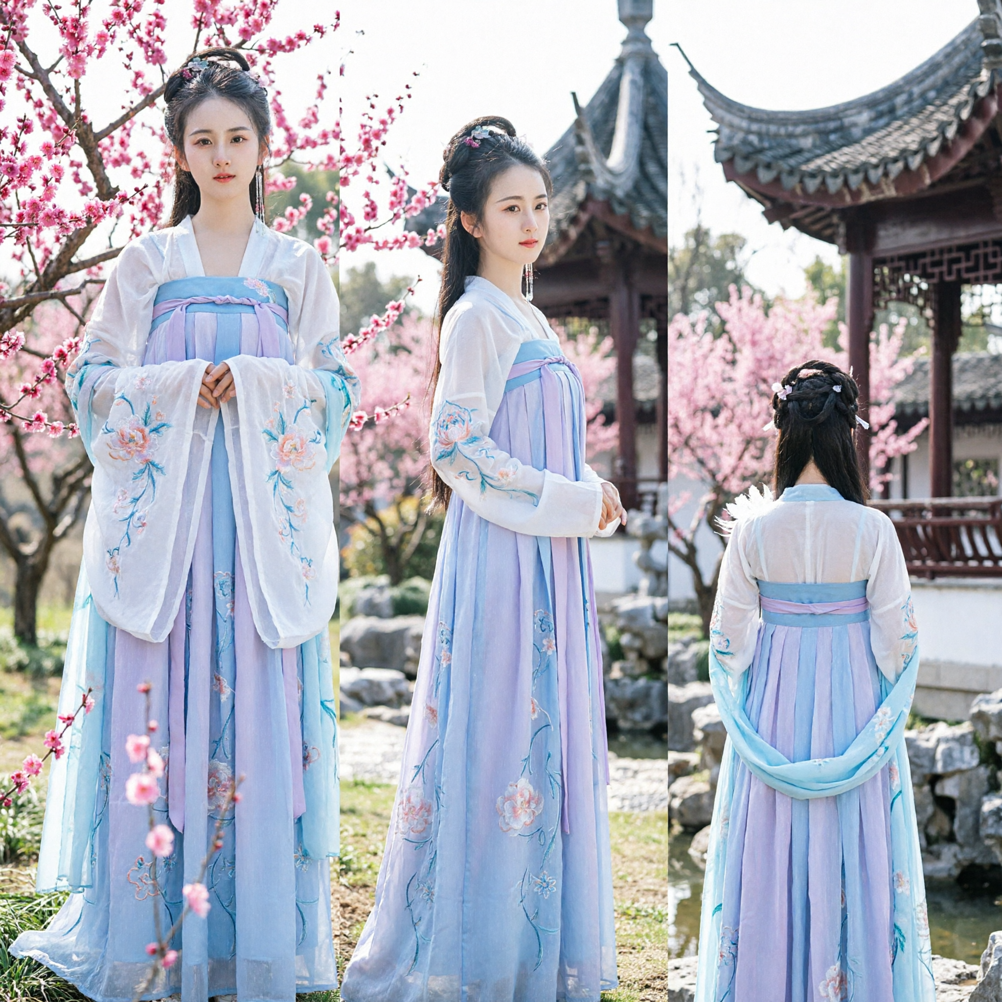 Traditional Chinese Hanfu Dress for Women Tang Dynasty Ruqun Ancient Costume Blue Purple Fairy Style