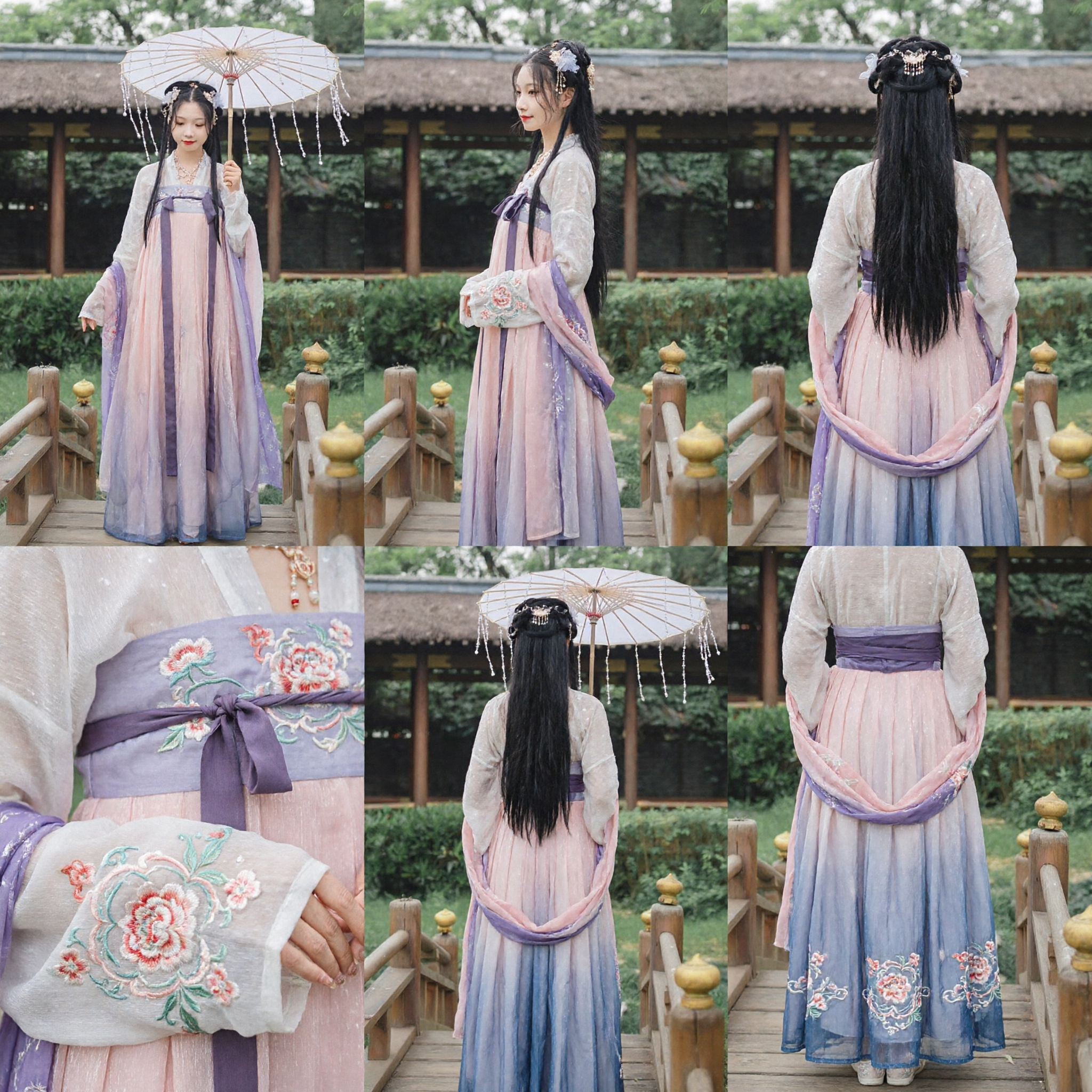 Traditional Chinese Hanfu Tang Dynasty Princess Costume Elegant Pink Purple Ancient Fairy Dress for Women