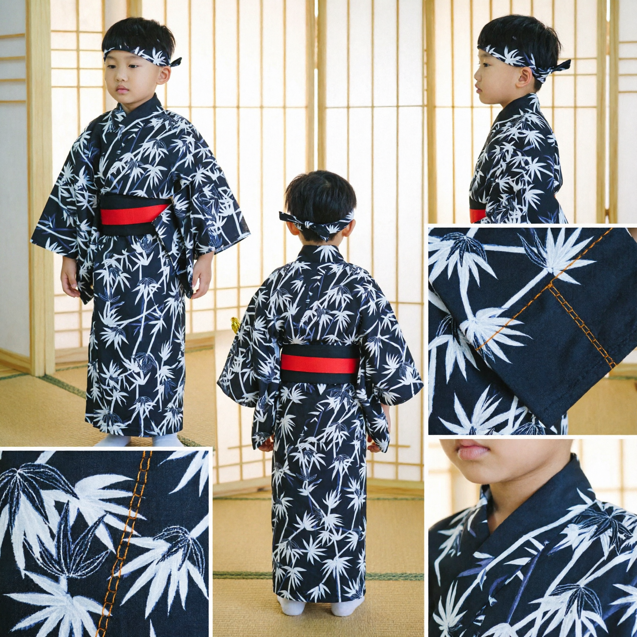 Boys Japanese Traditional Kimono Costume Set Kids Ninja Samurai Outfit for Cultural Festival Performance