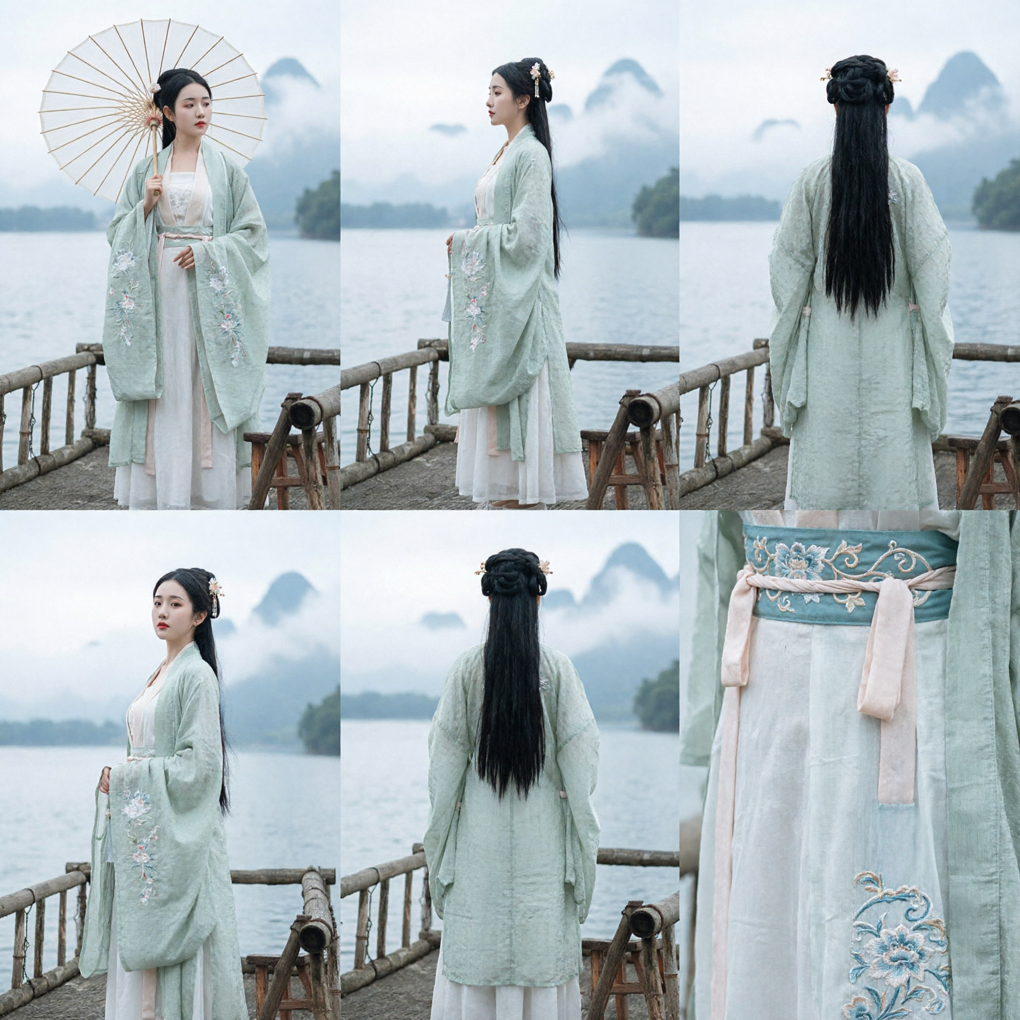 Elegant Traditional Chinese Hanfu Dress Women Ancient Green Fairy Robe Tang Dynasty Style Costume for Photography