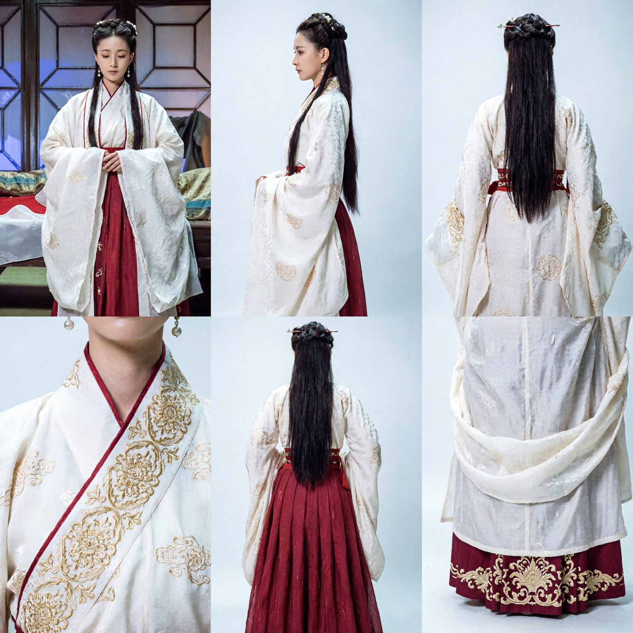 Traditional Chinese Hanfu Costume Women Ming Dynasty Ancient Clothing Red Skirt White Jacket Set for Cosplay