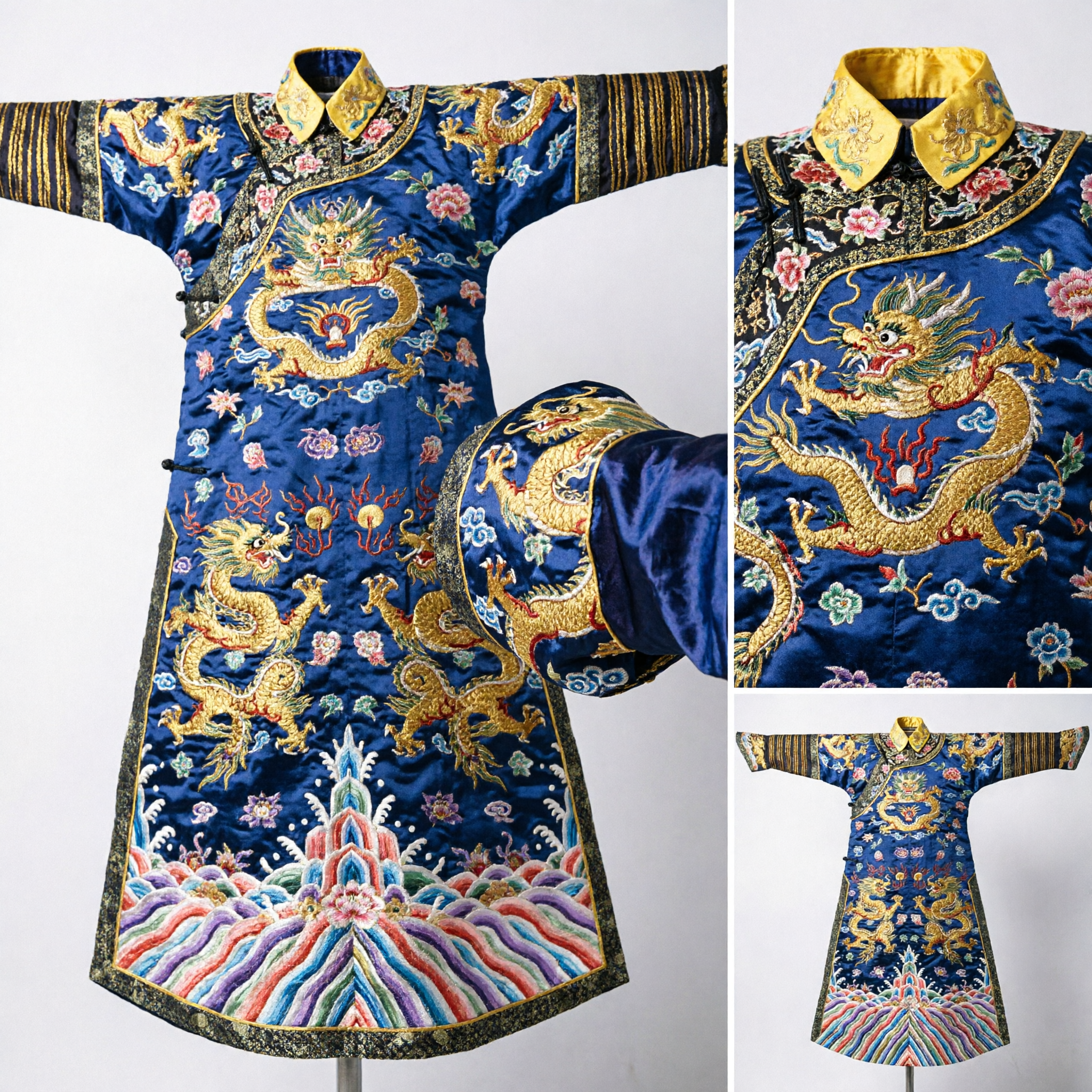 Traditional Chinese Ancient Imperial Dragon Robe Qing Dynasty Emperor Costume for Men Historical Performance