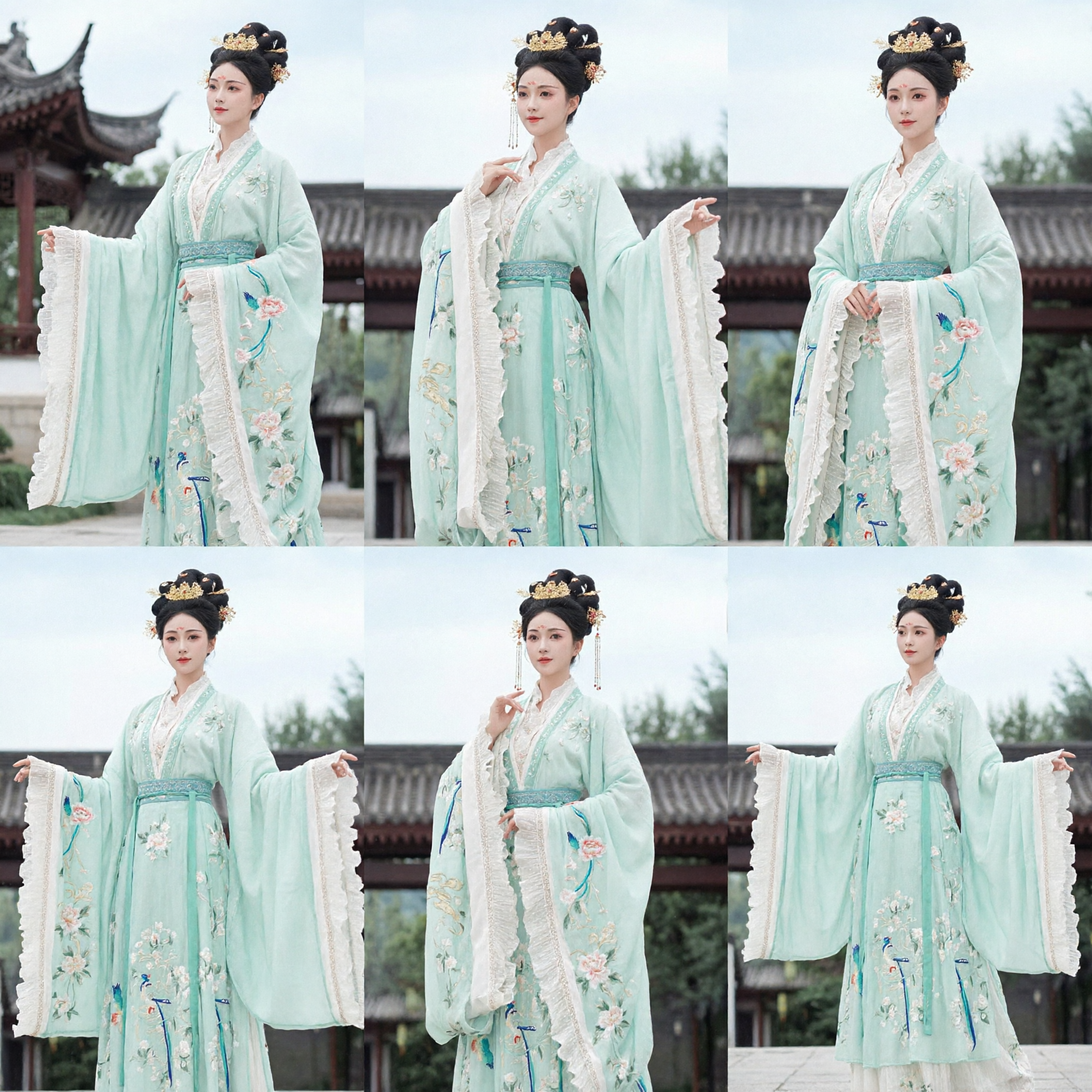 Traditional Chinese Hanfu Green Embroidered Ancient Costume Song Dynasty Style Elegant Dress for Women Performance