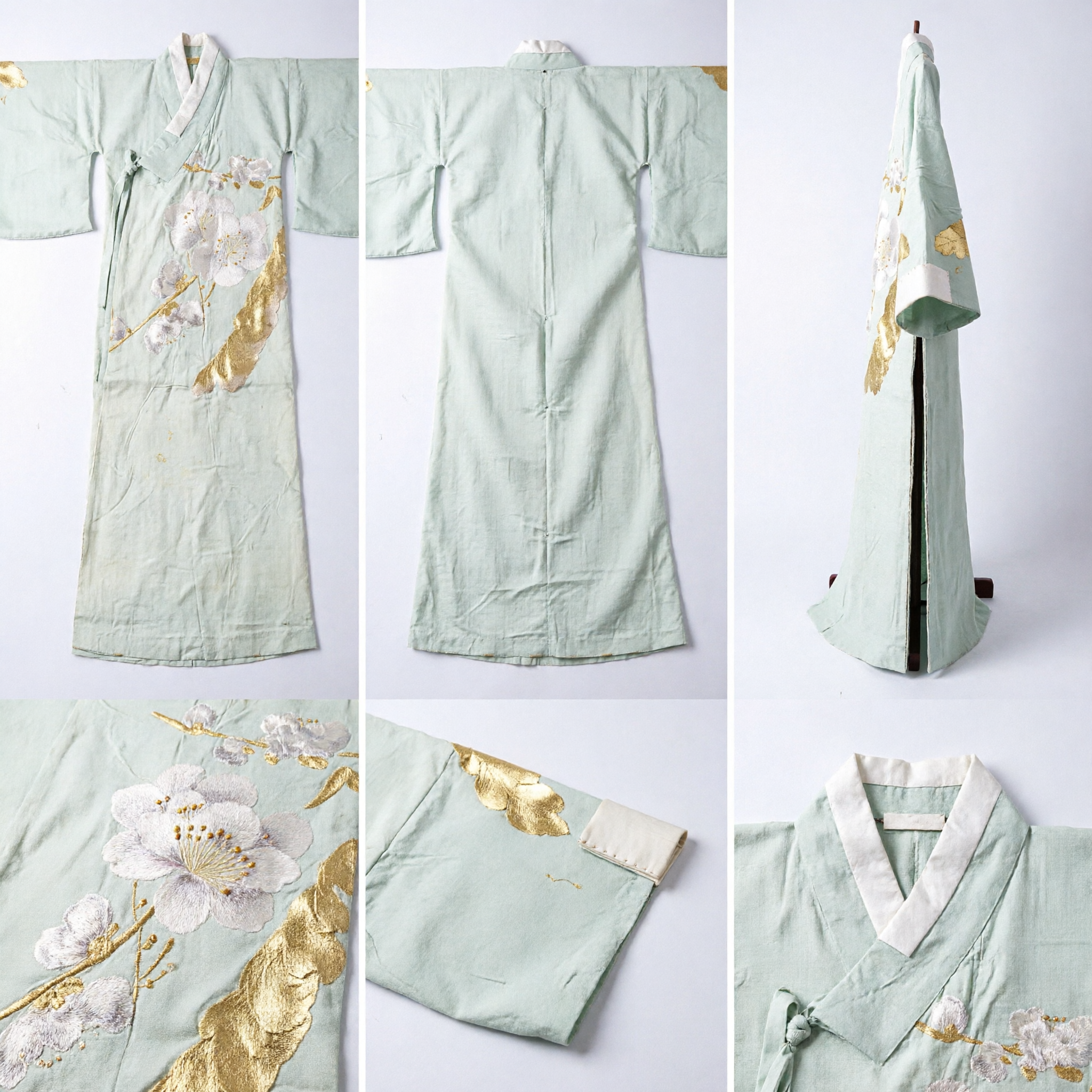 Traditional Chinese Silk Qipao Dress with Elegant White Plum Blossom Ink Painting for Women's Formal Occasions