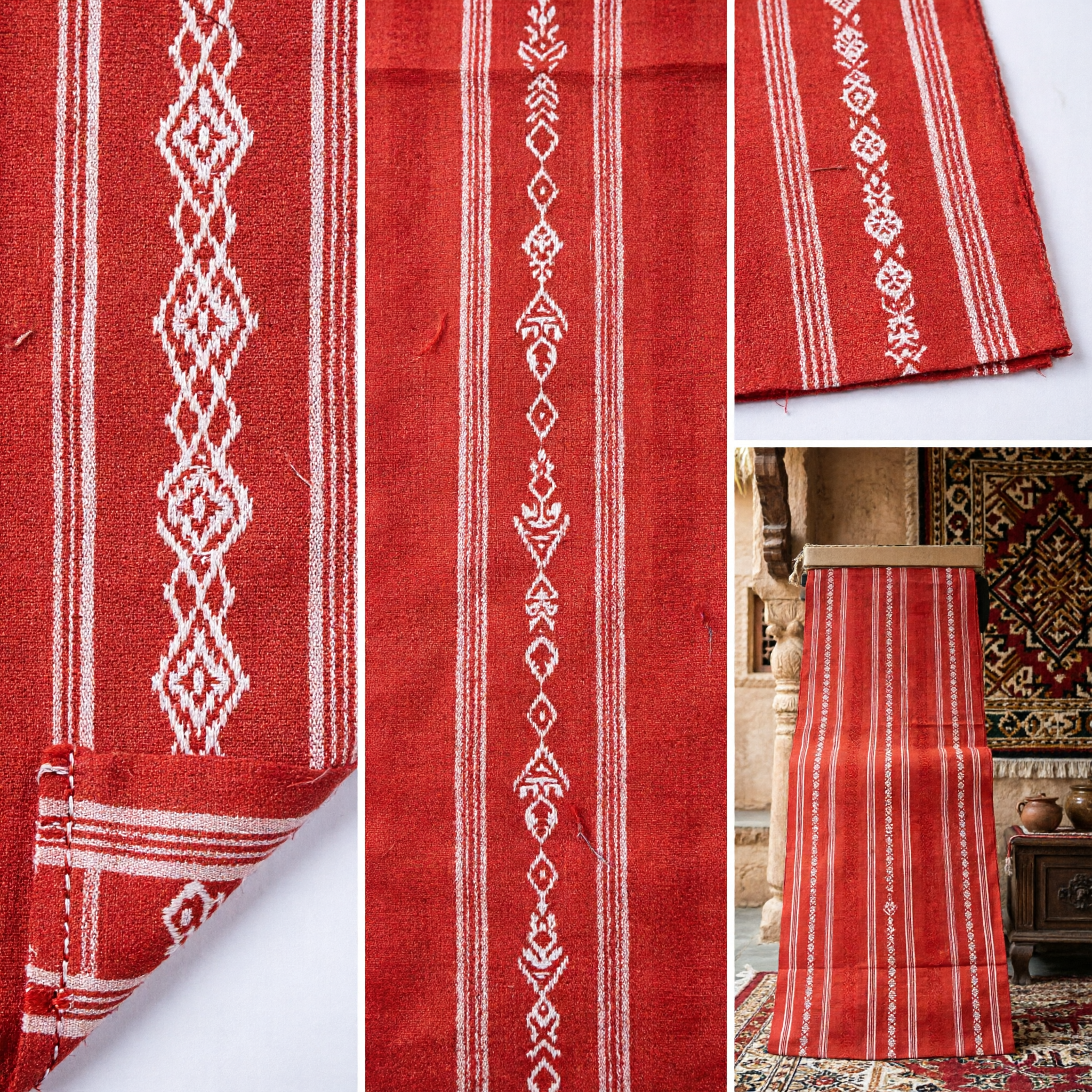 Traditional Orange Vertical Striped Cotton Sarong Longyi Wrap Skirt for Men Women Asian Folk Dance Costume
