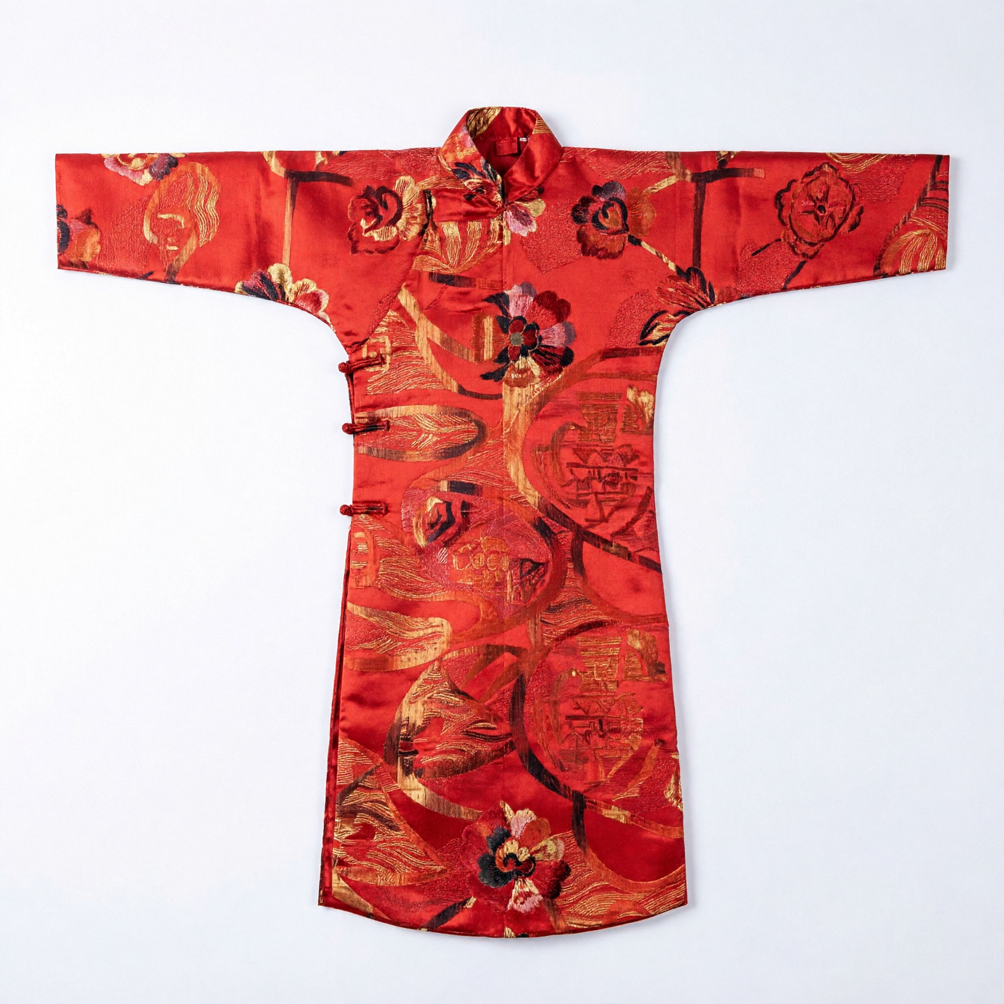 Traditional Chinese Red Brocade Silk Fabric for Hanfu Cheongsam Qipao Costume Making Material Asian Textile