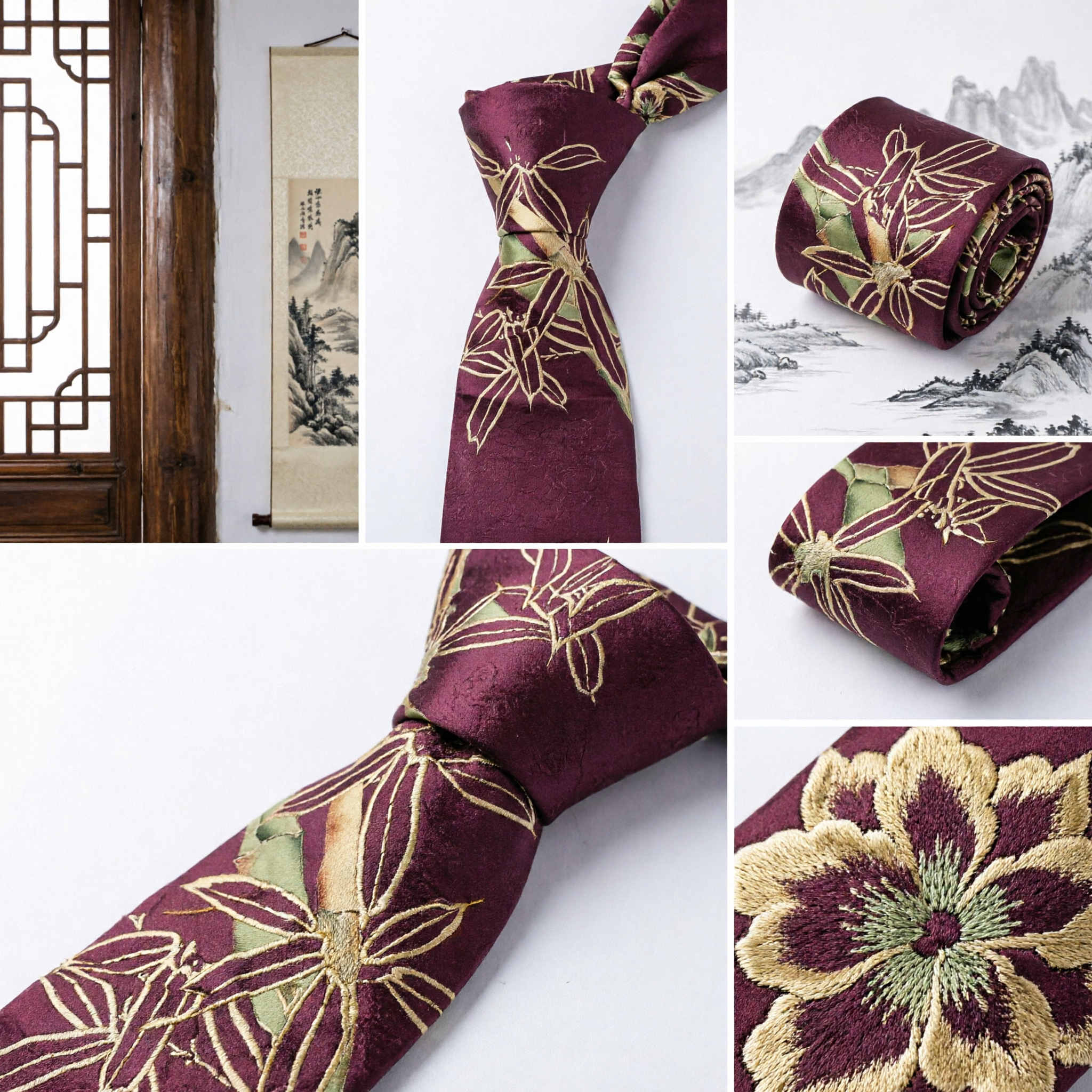 Elegant Traditional Chinese Purple Silk Sash with Gold Orchid Pattern for Hanfu Costume Accessories