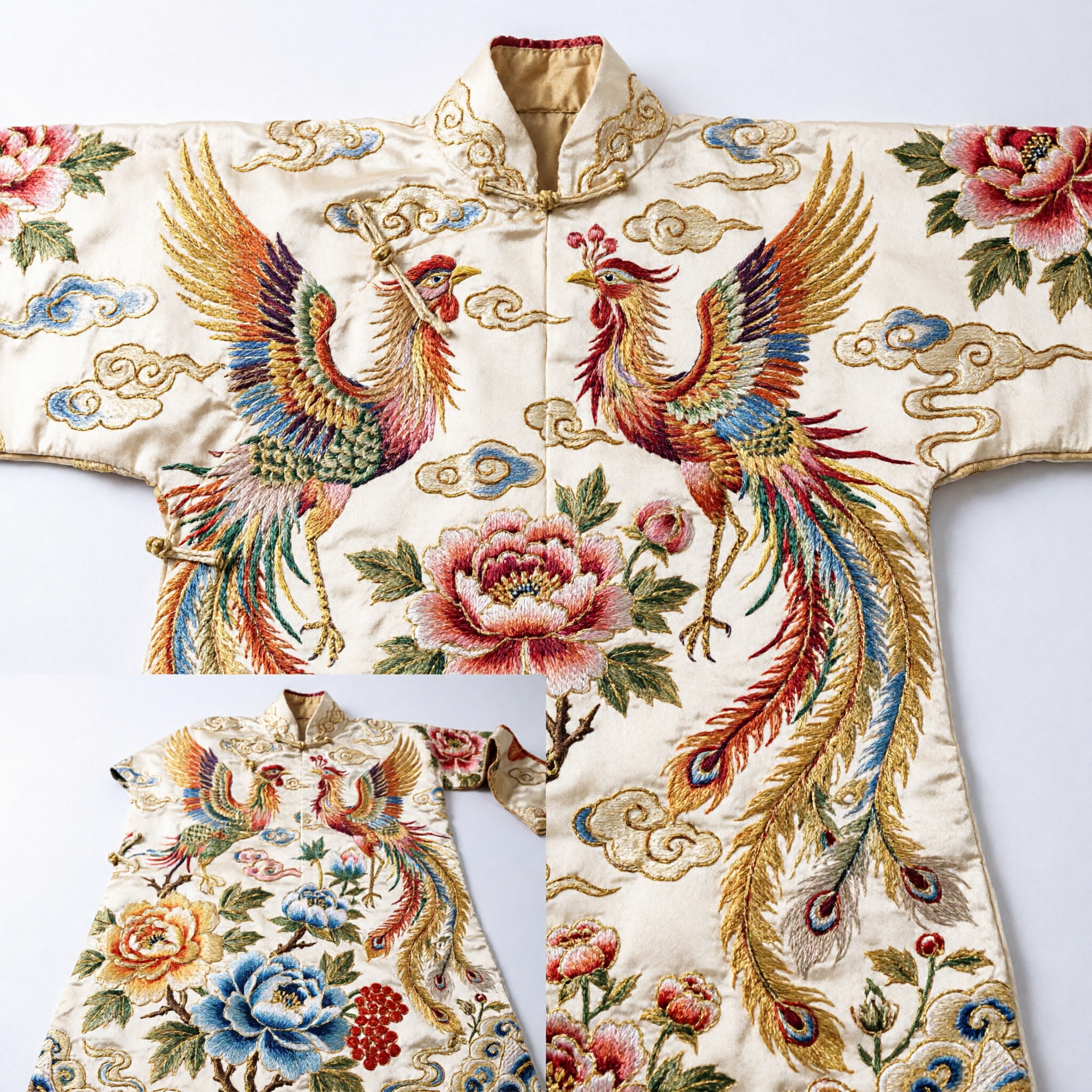 Traditional Chinese Brocade Hanfu Sash Gold Crane and Pine Pattern Silk Ribbon for Women Costume