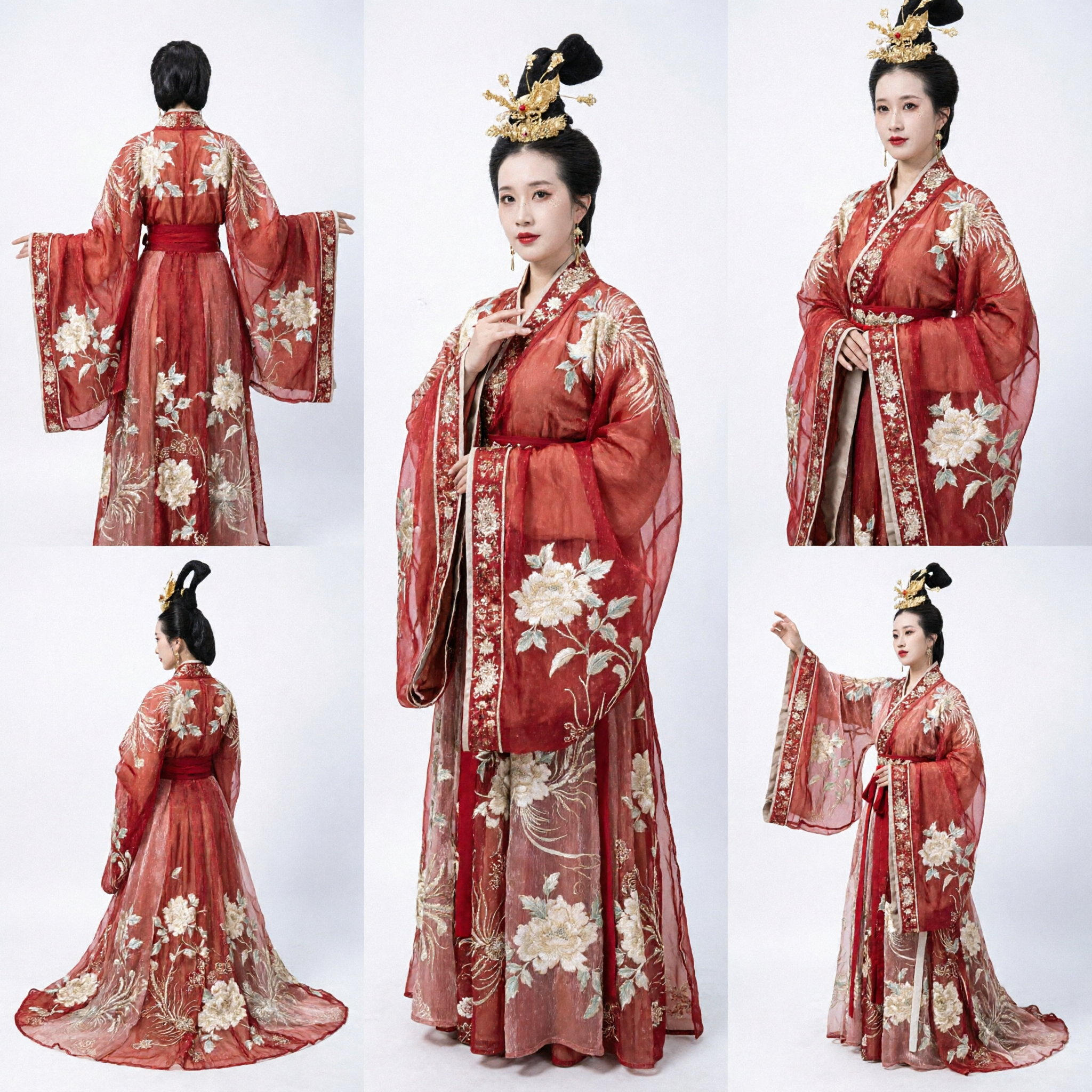 Traditional Chinese Hanfu Costume Red Embroidered Ancient Princess Dress Wedding Gown for Women Performance