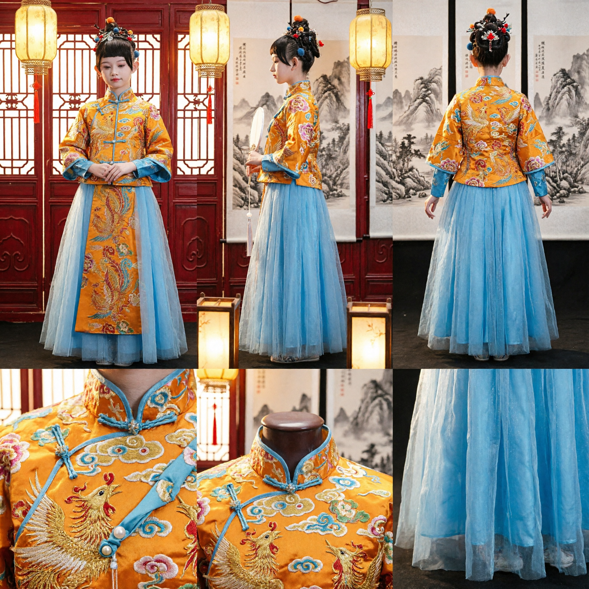 Kids Chinese Traditional Hanfu Costume Ancient Princess Dress Girls Qing Dynasty Embroidered Performance Outfit