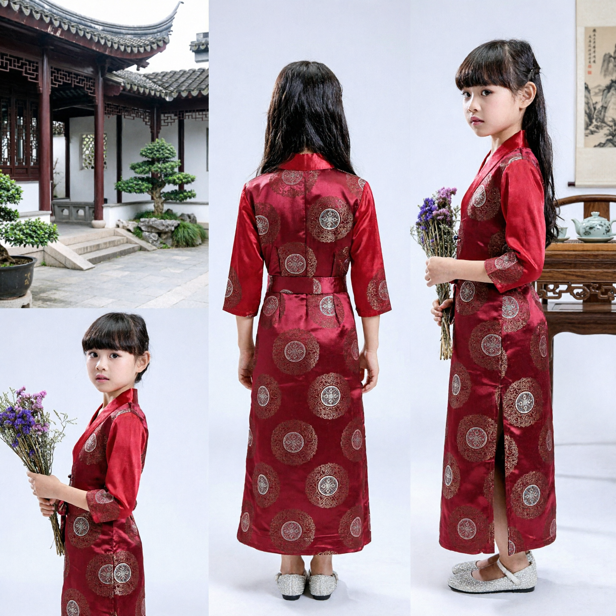Traditional Chinese Hanfu Red Dress for Kids Girls Ancient Costume Cultural Festival Performance Wear