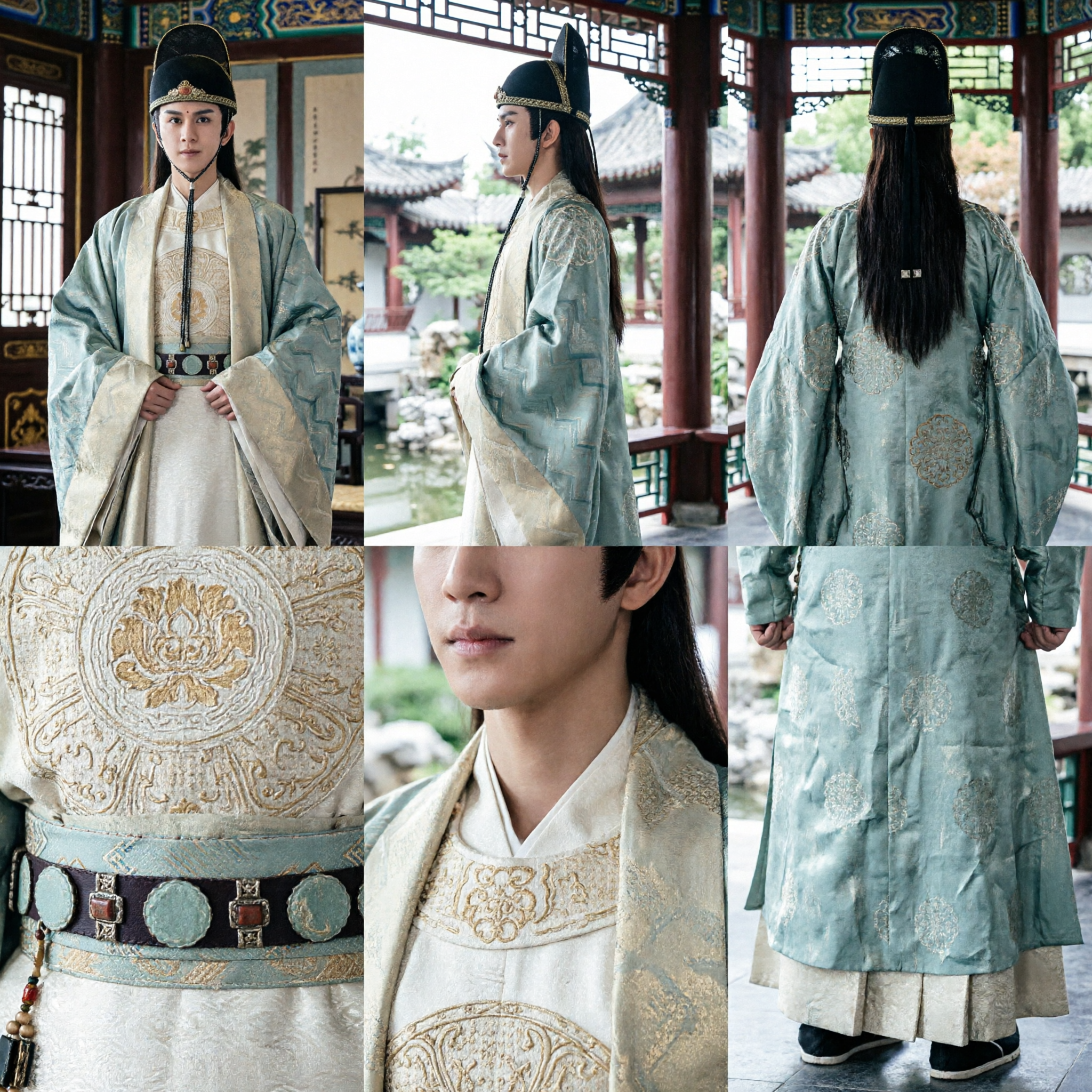 Ancient Chinese Hanfu Costume Men Traditional Tang Dynasty Prince Scholar Robe with Hat Set
