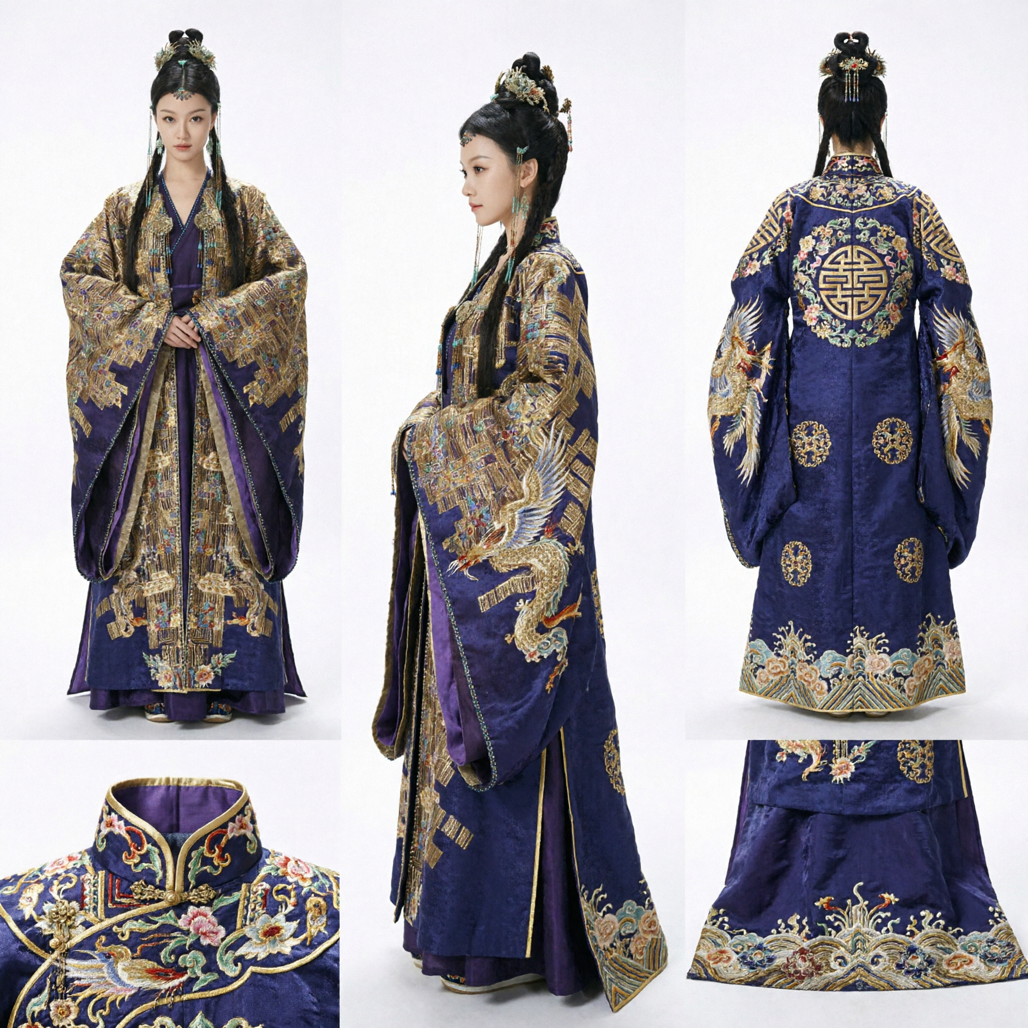 Ancient Chinese Nobility Hanfu Costume Purple and Gold Embroidered Robe Traditional Dress for Women Historical Cosplay