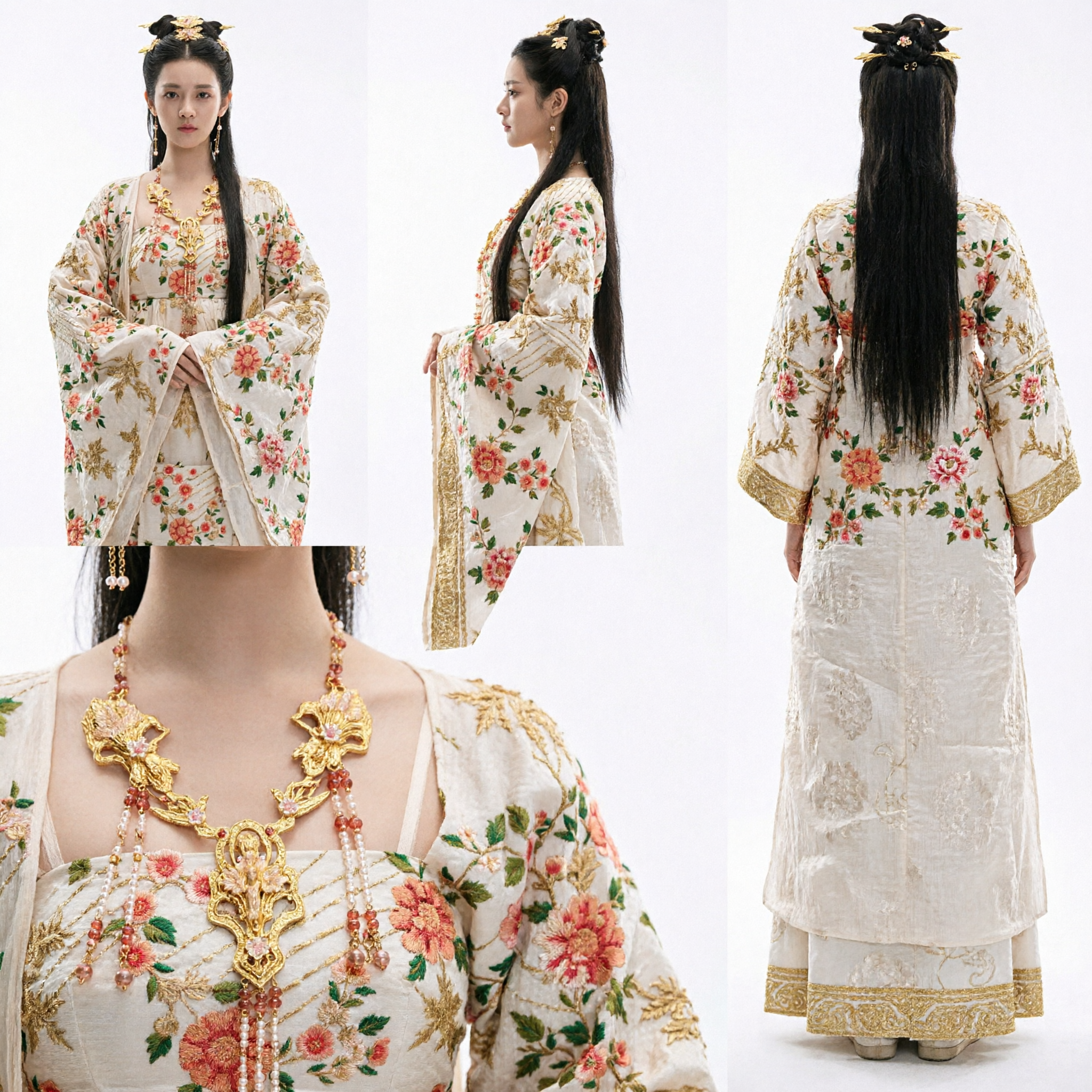 Chinese Traditional Hanfu Costume for Women Ancient Princess Dress with Floral Embroidery Historical Drama Cosplay Outfit