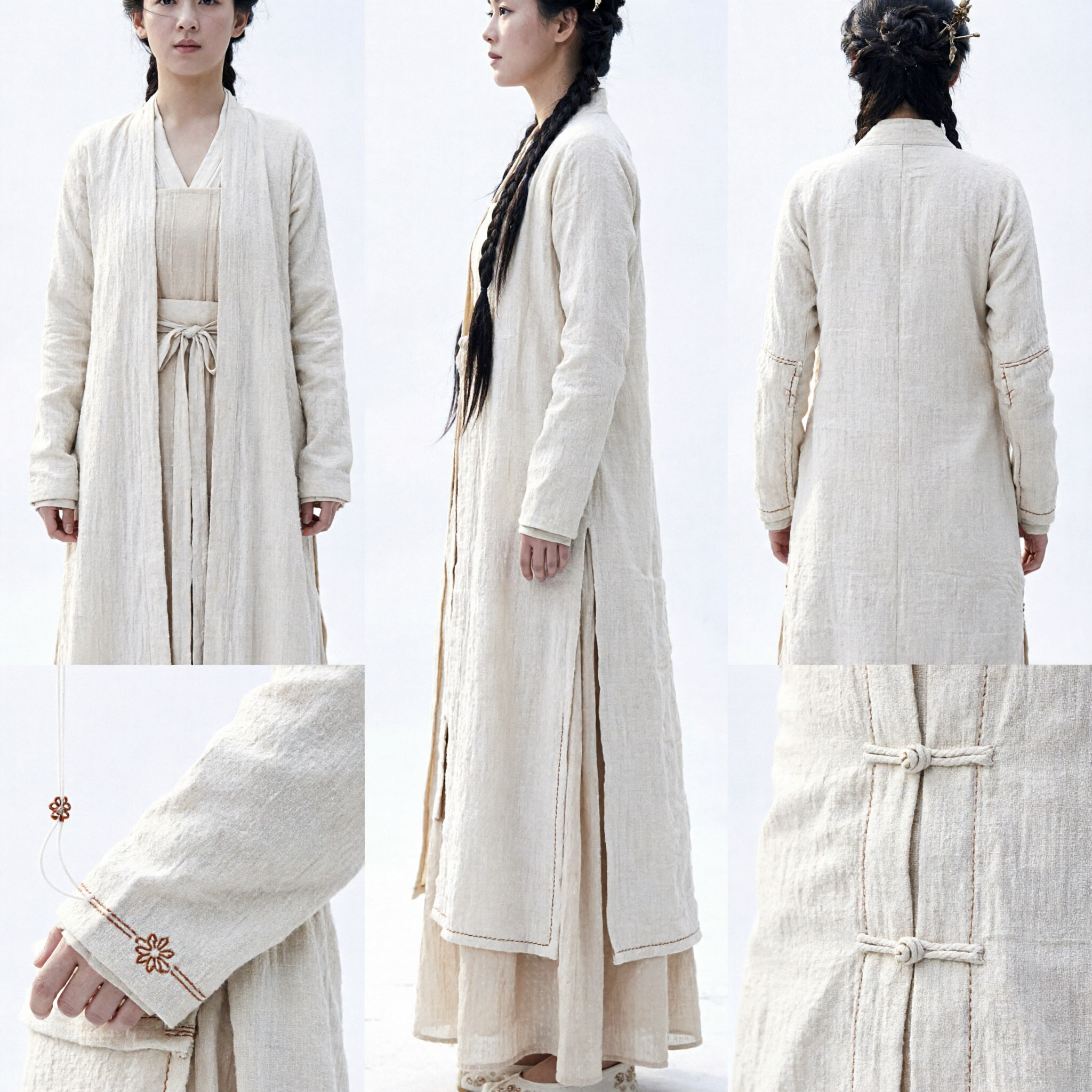 Ancient Chinese Hanfu Costume for Women Beige Traditional Dress Wuxia Period Drama Cosplay Outfit