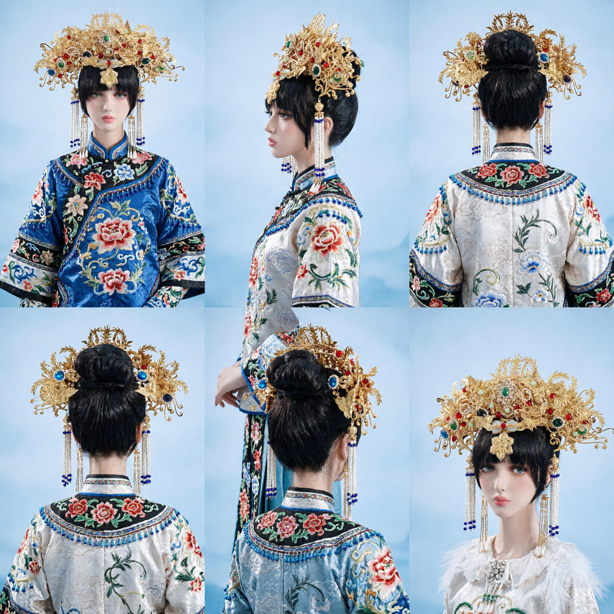 Traditional Chinese Phoenix Crown Hair Jewelry Gold Bridal Headpiece for Ancient Wedding Hanfu Costume Accessories