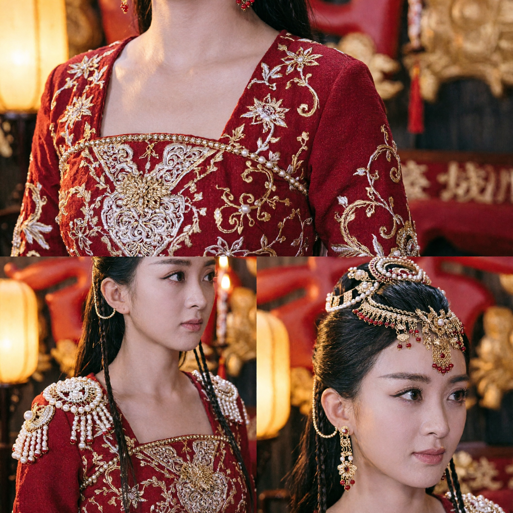 Ancient Chinese Wedding Costume Red Embroidered Hanfu Dress Traditional Bride Outfit with Headpiece for Women