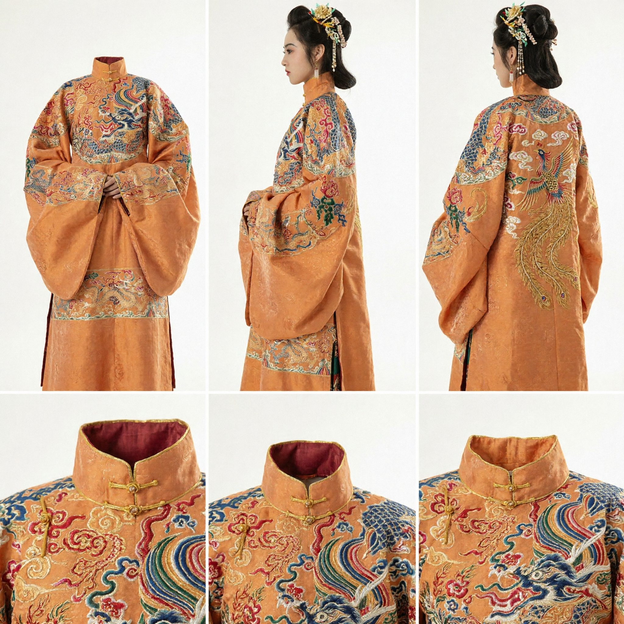 Traditional Chinese Ming Dynasty Hanfu for Women Orange Dragon Embroidery Palace Lady Costume Ancient Princess Dress