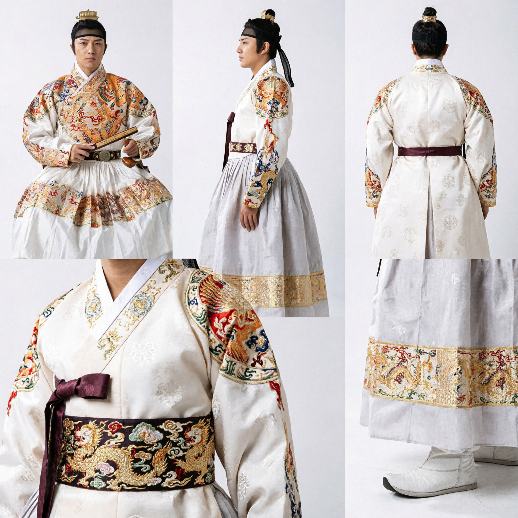 Men's Traditional Korean Hanbok Royal Dragon Embroidery Costume for Weddings Historical Drama and Cosplay
