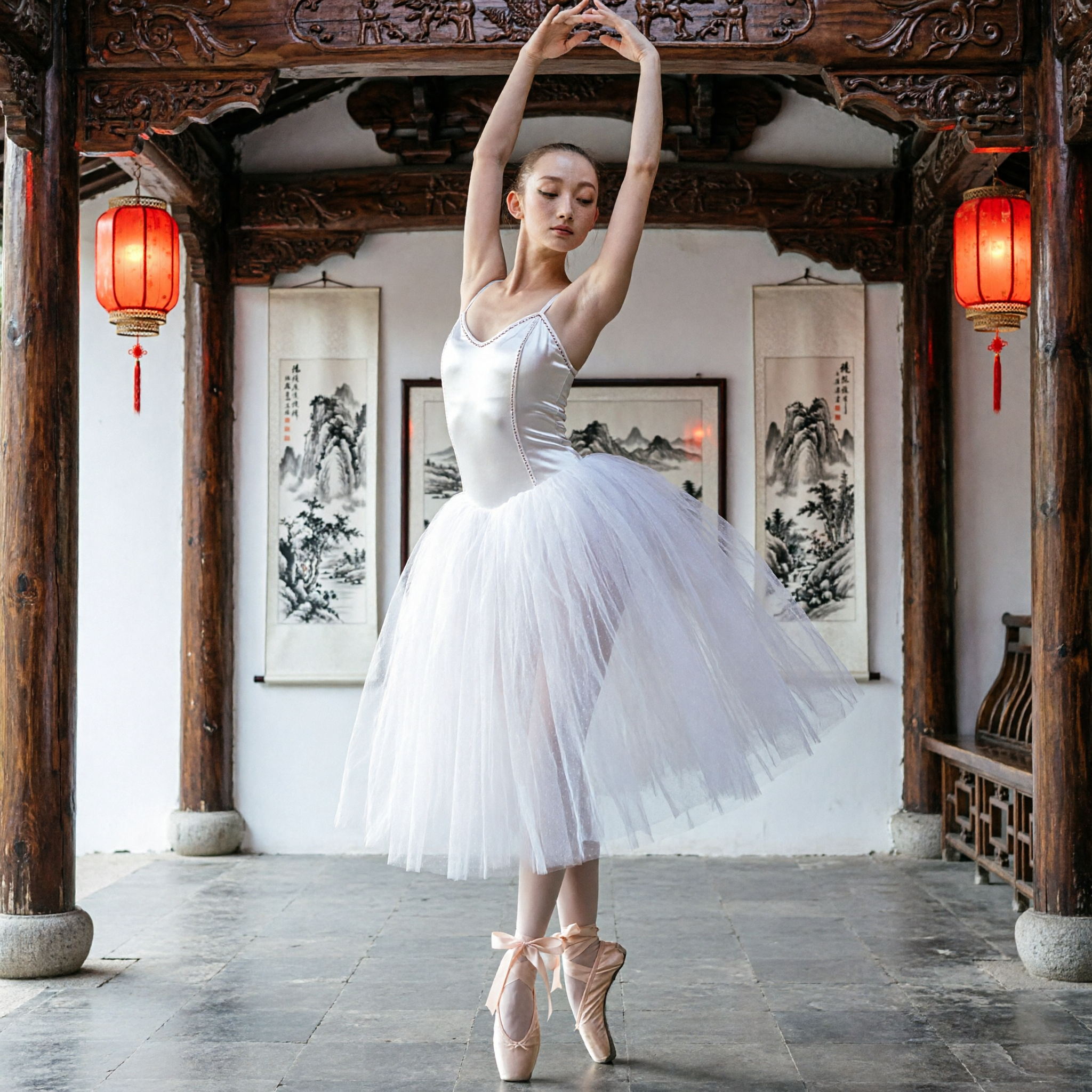 Classic White Romantic Ballet Tutu Dress for Women and Girls Stage Performance Recital Costume