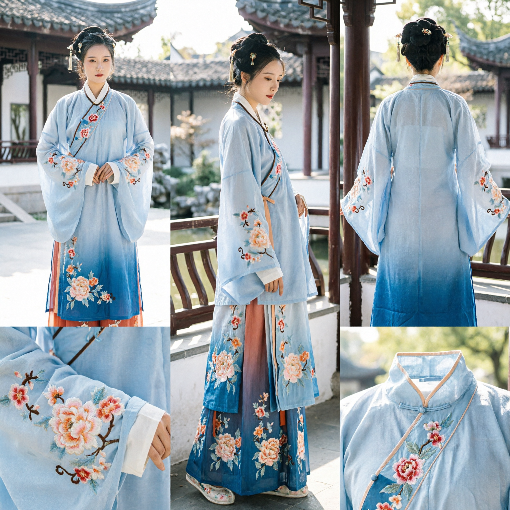 Elegant White Floral Embroidery Hanfu Traditional Chinese Clothing Ancient Costume for Women Ceremony Performance