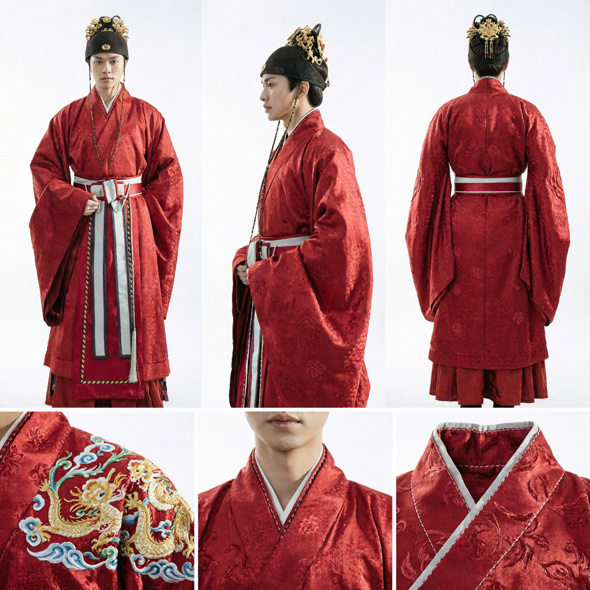 Traditional Chinese Ancient Ming Dynasty Official Red Hanfu Costume Men's Noble Robe for Cosplay