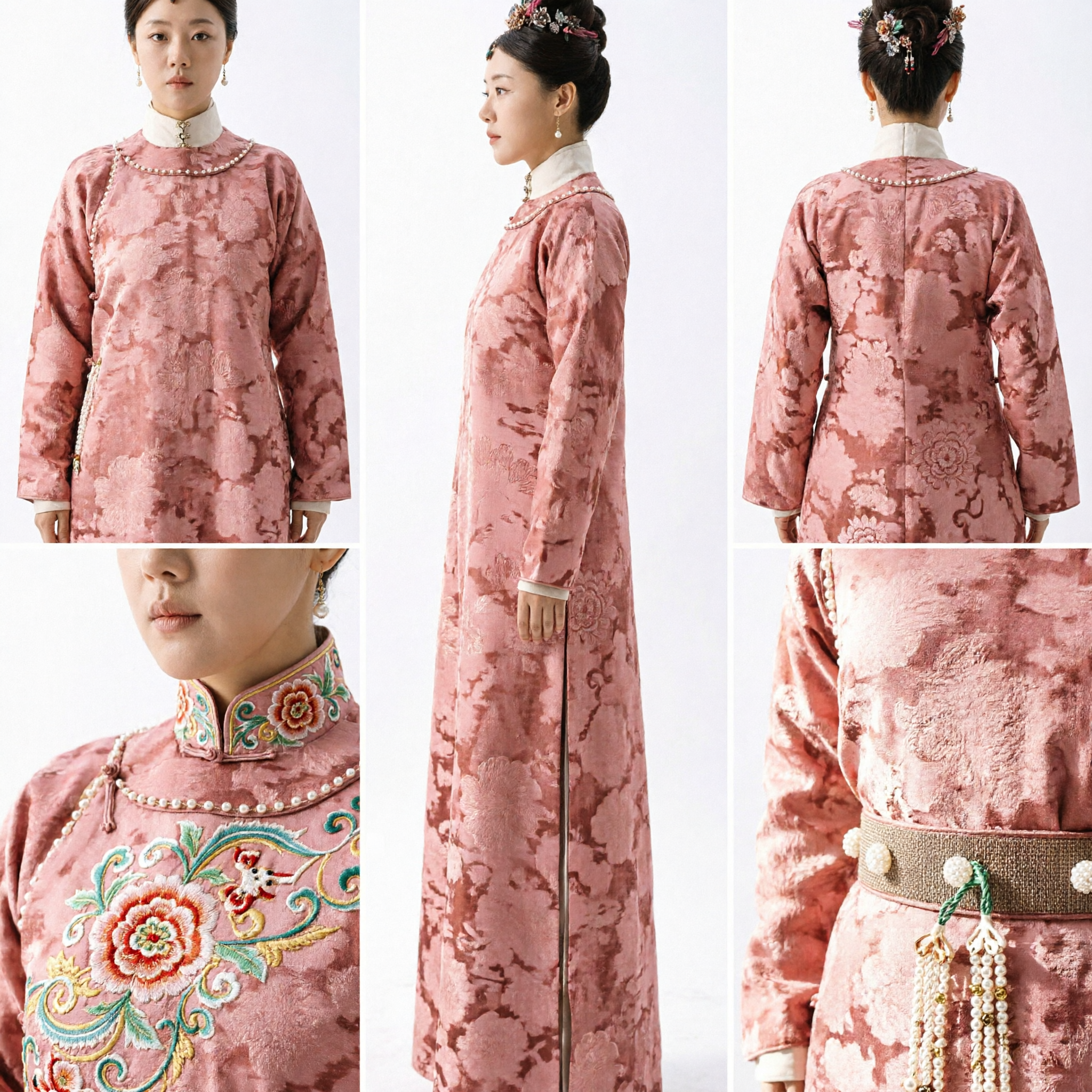 Traditional Chinese Ming Dynasty Pink Hanfu Costume Elegant Standing Collar Robe Ancient Clothing for Women
