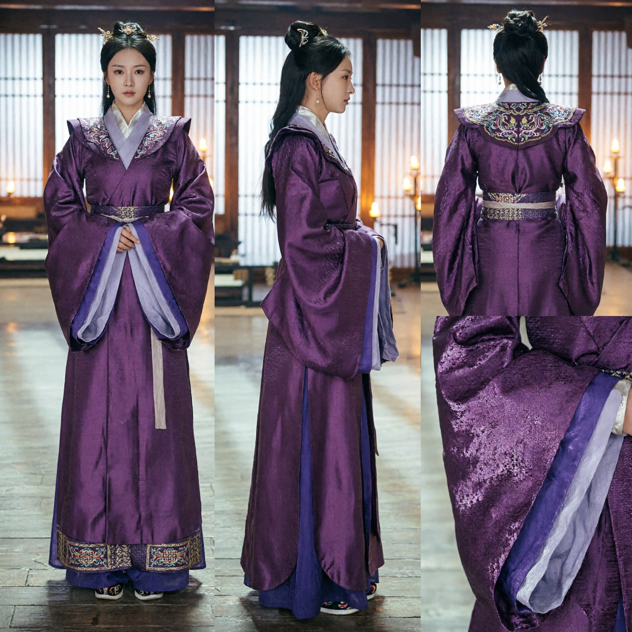 Ancient Chinese Purple Hanfu Robe for Women Traditional Historical Drama Costume Aristocratic Lady Dress