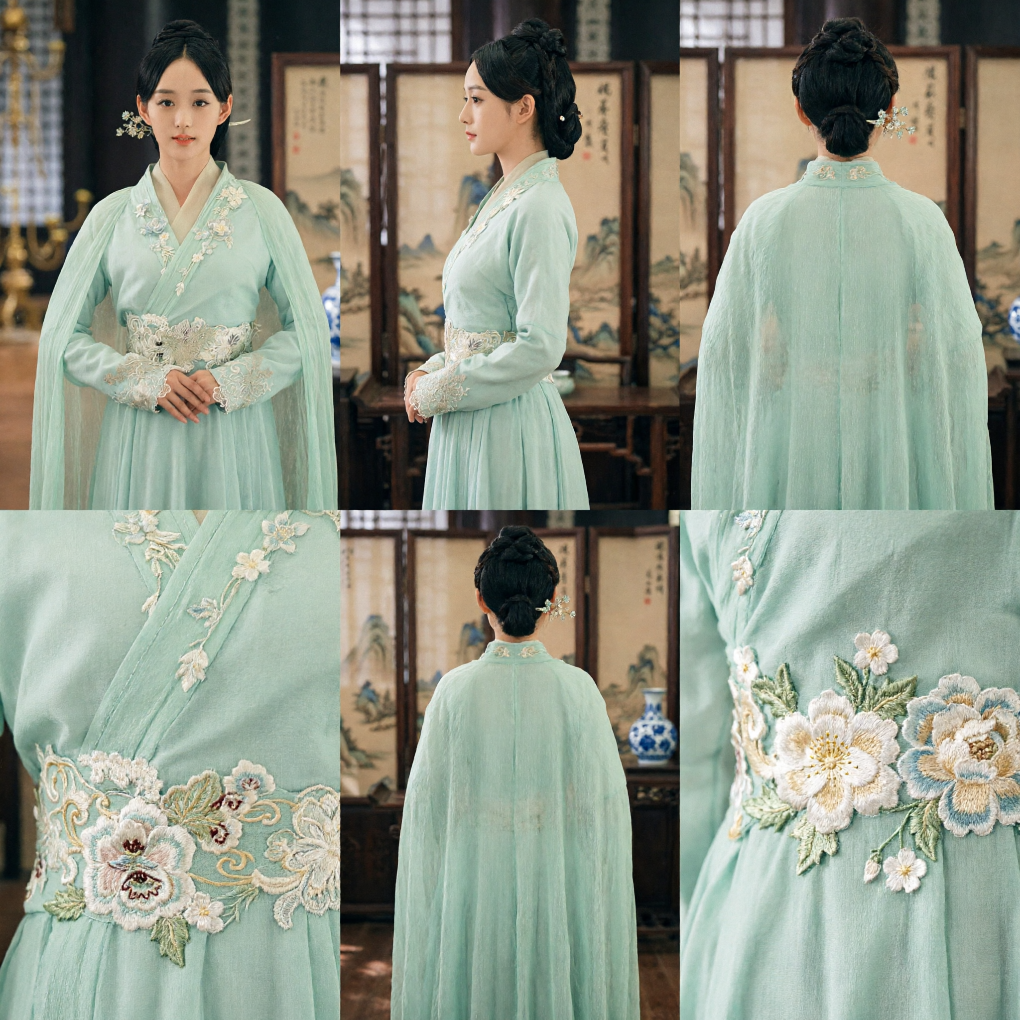 Elegant Traditional Chinese Hanfu Costume Ancient Embroidered Green Fairy Dress for Women Cosplay Performance