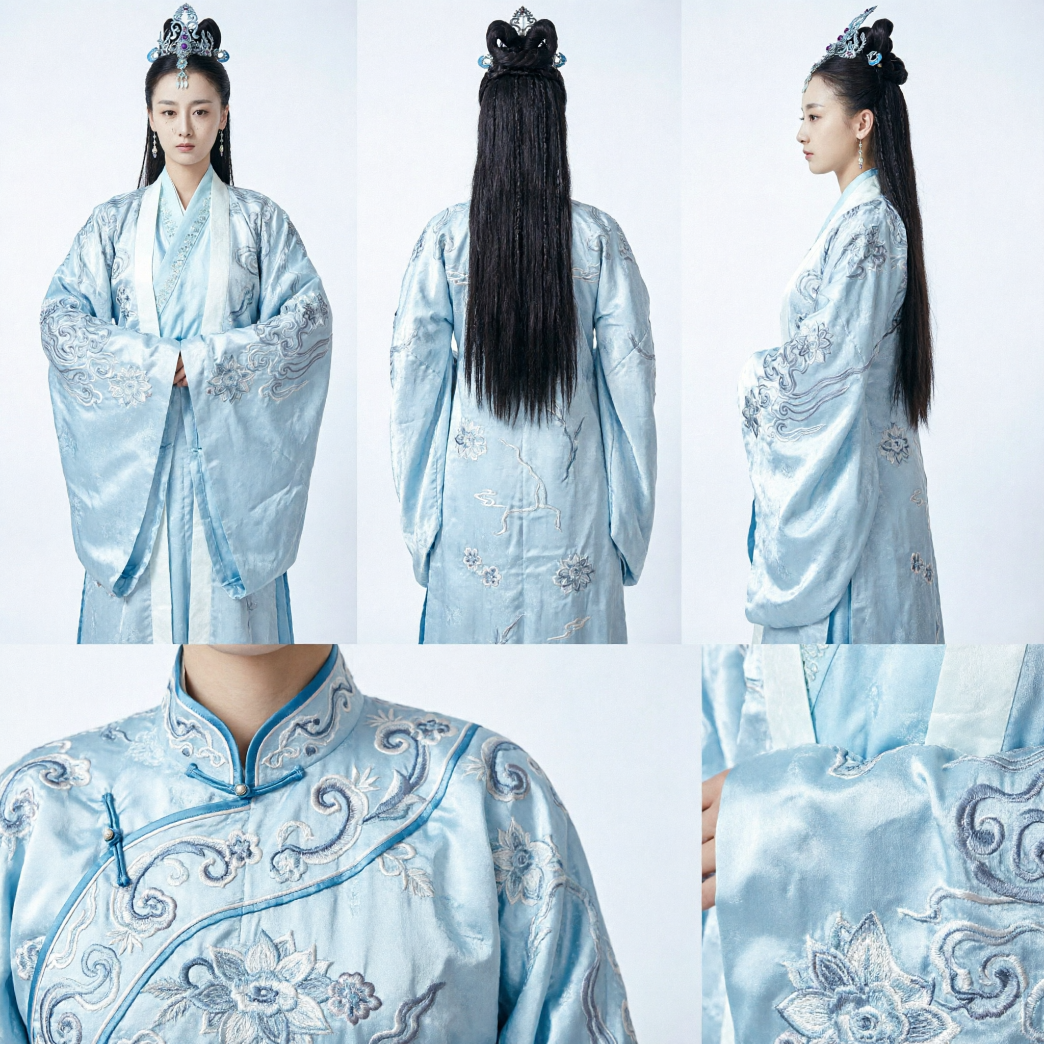 Ancient Chinese Blue Hanfu Costume Elegant Fairy Dress Traditional Embroidered Robe for Women Cosplay
