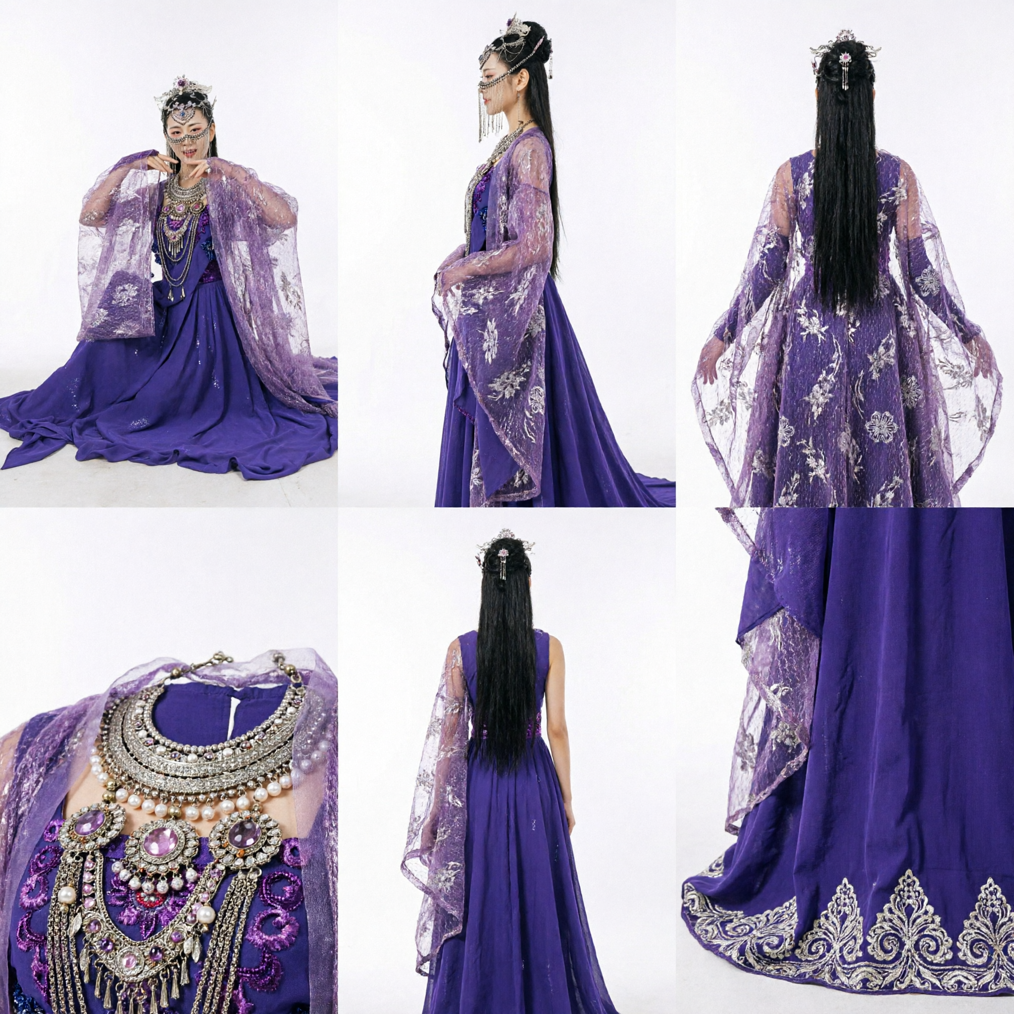 Traditional Chinese Purple Dunhuang Flying Apsara Costume Ancient Princess Dress for Women Dance Performance