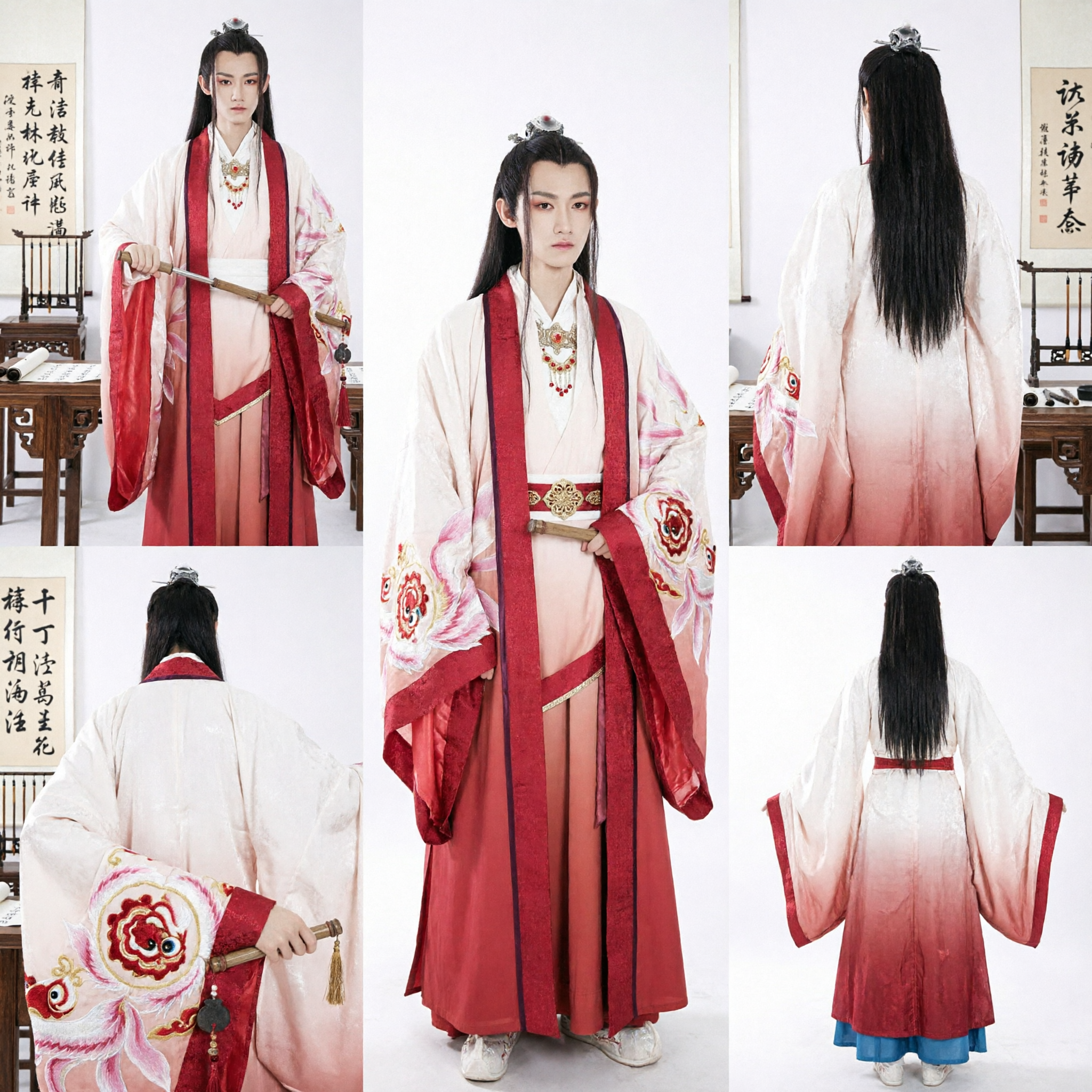 Traditional Chinese Hanfu Ancient Swordsman Costume Men's Wuxia Martial Arts Robe for Cosplay Performance