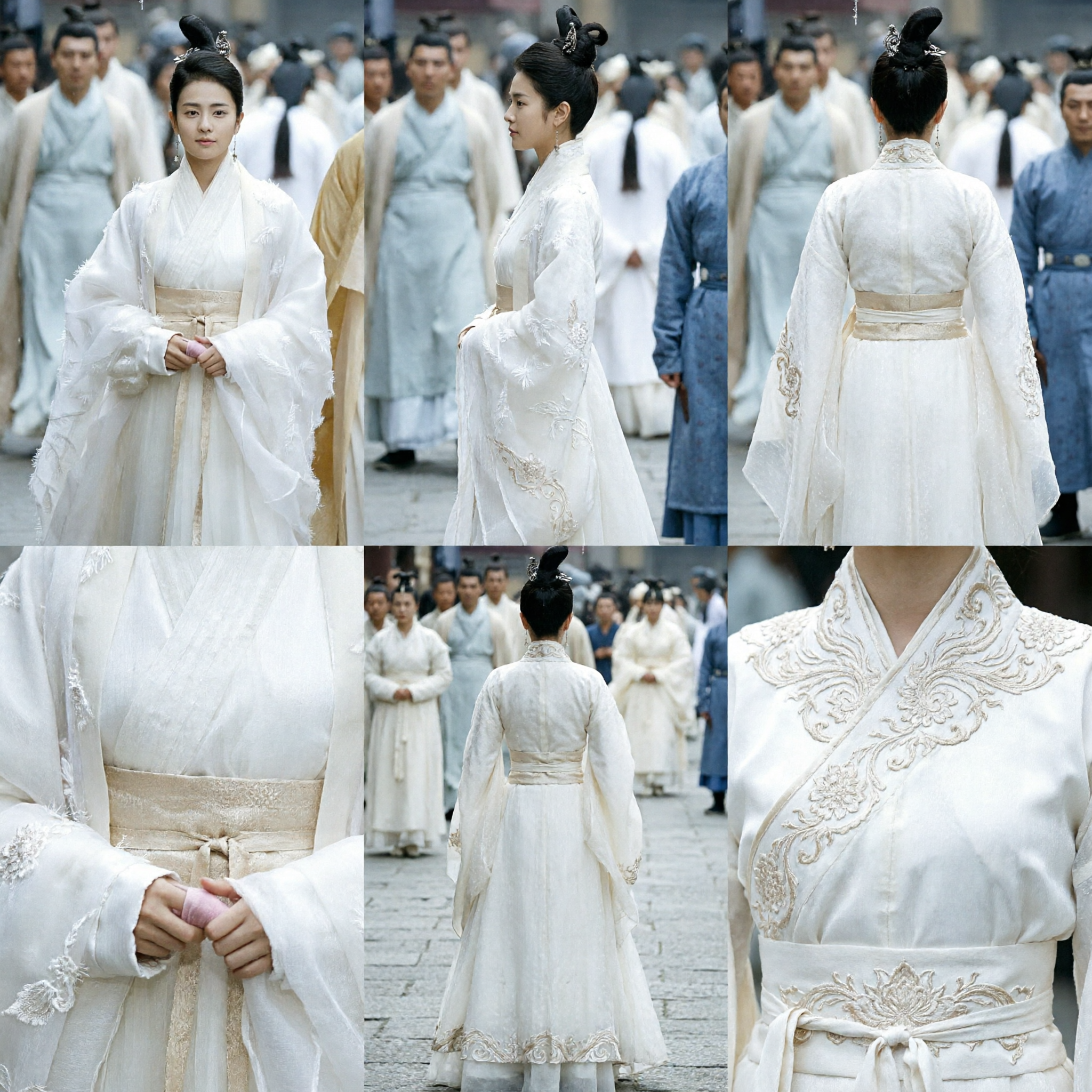 Elegant White Hanfu Ancient Chinese Traditional Costume Wide Sleeve Robe for Women Historical Cosplay Performance