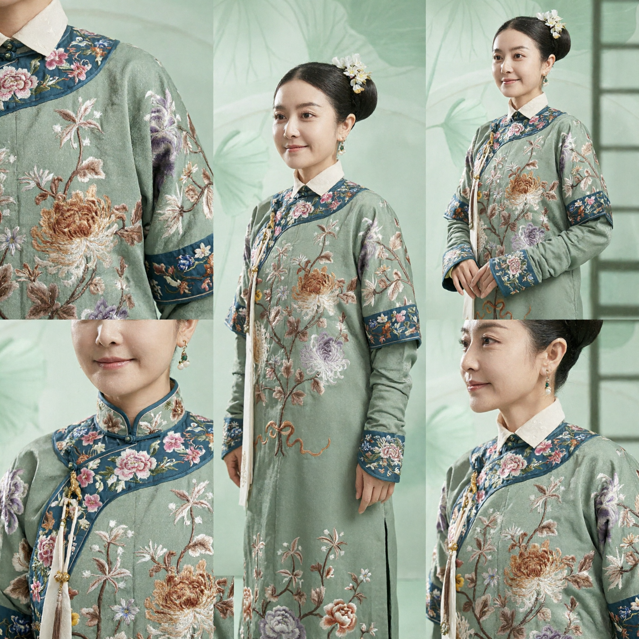 Elegant Traditional Chinese Green Embroidered Robe Ancient Historical Drama Costume for Women