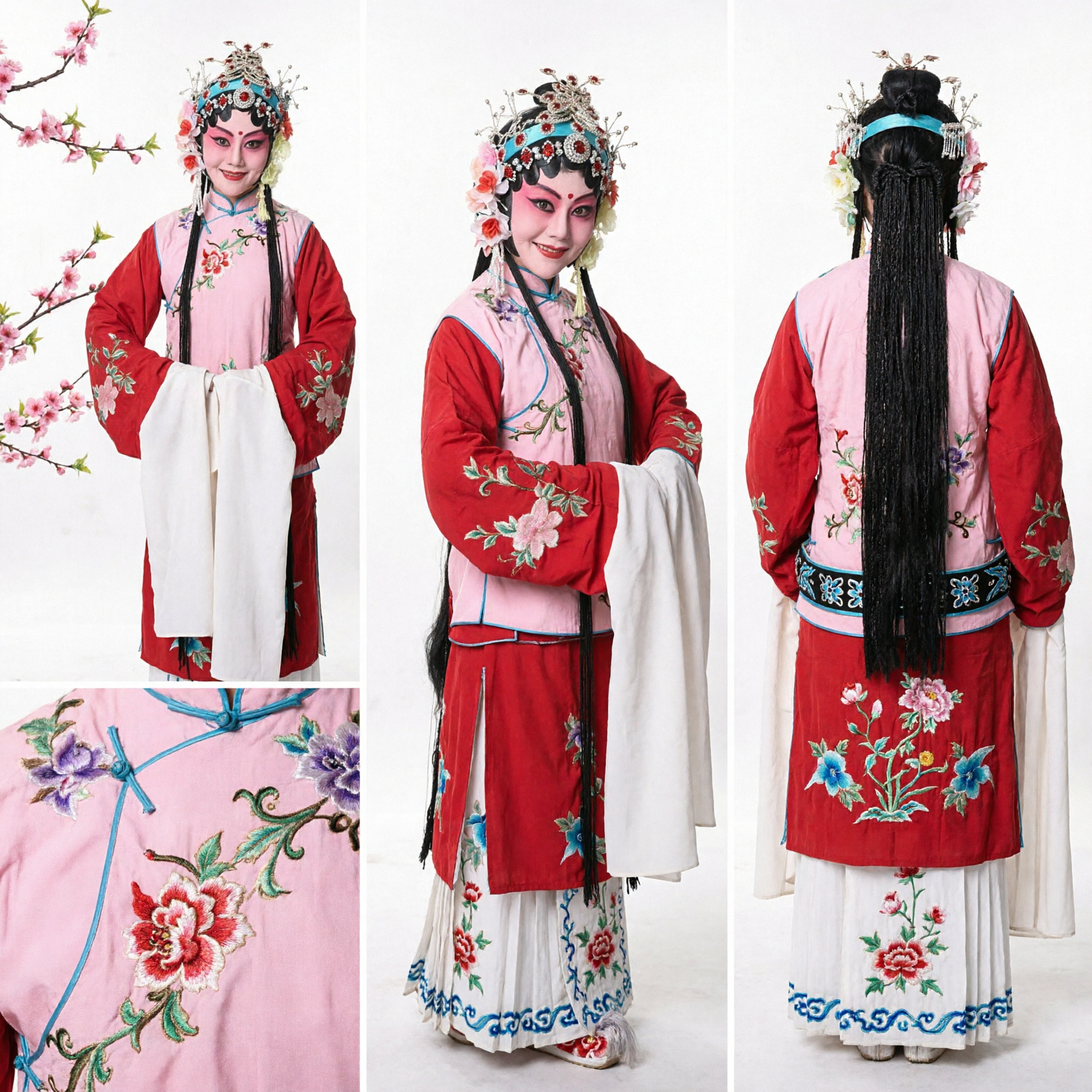 Traditional Chinese Peking Opera Costume for Women Complete Set with Headpiece and Embroidered Dress for Stage Performance