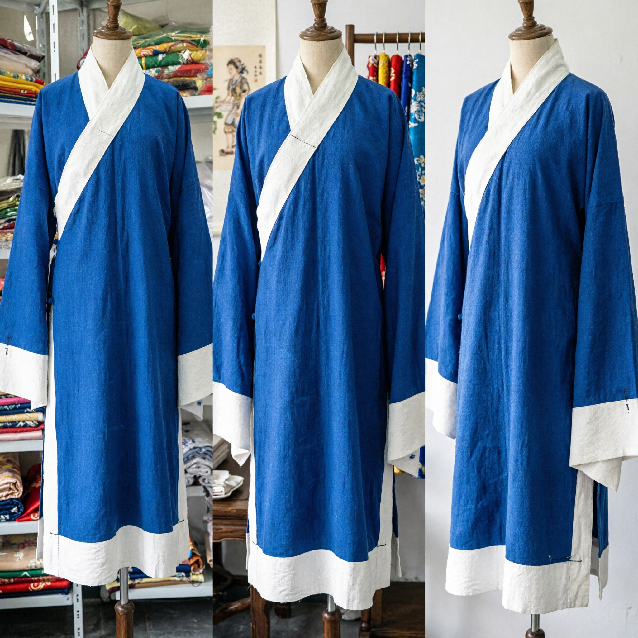 Blue Traditional Chinese Hanfu Robe Ancient Costume for Men Cosplay Stage Performance Cultural Clothing