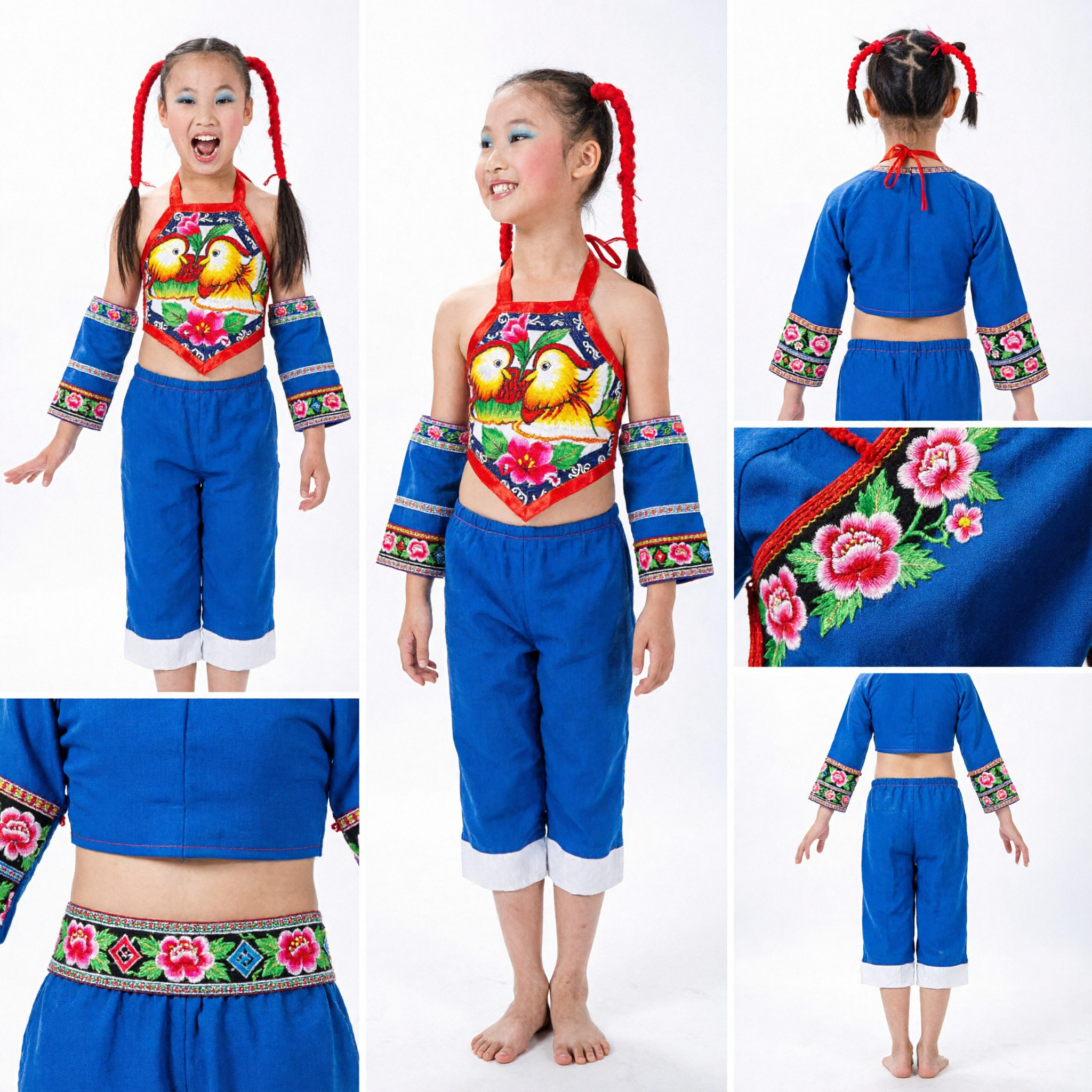 Girls Chinese Folk Dance Costume Kids Traditional Ethnic Stage Performance Wear Competition Outfit