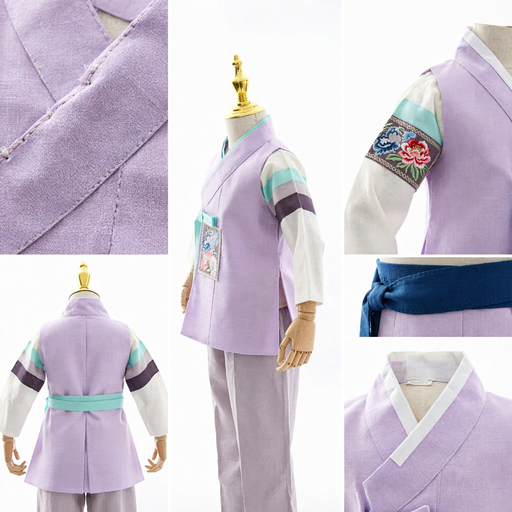 Traditional Korean Hanbok Costume for Kids Boys Purple Ancient Scholar Official Outfit for Festivals