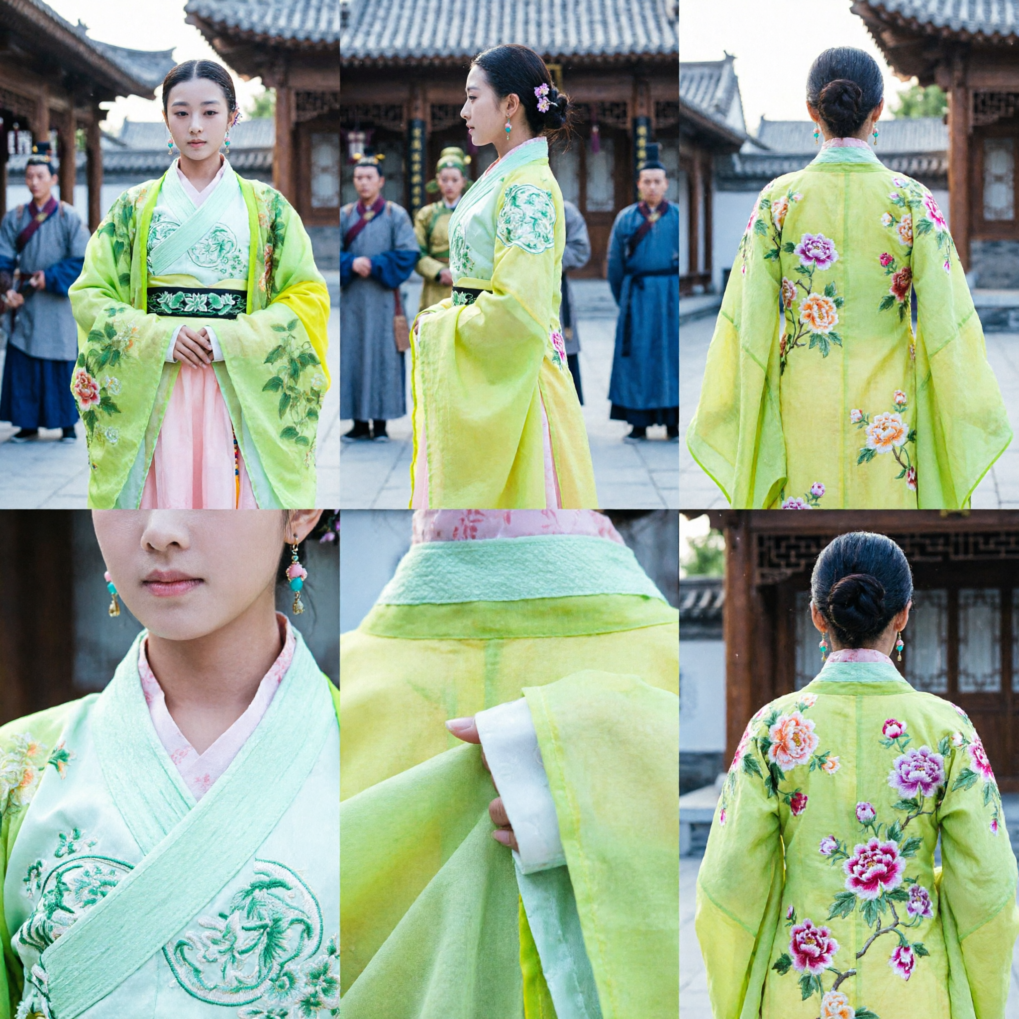 Traditional Green Chinese Hanfu Ancient Costume Embroidered Robe and Skirt Set for Women Historical Performance