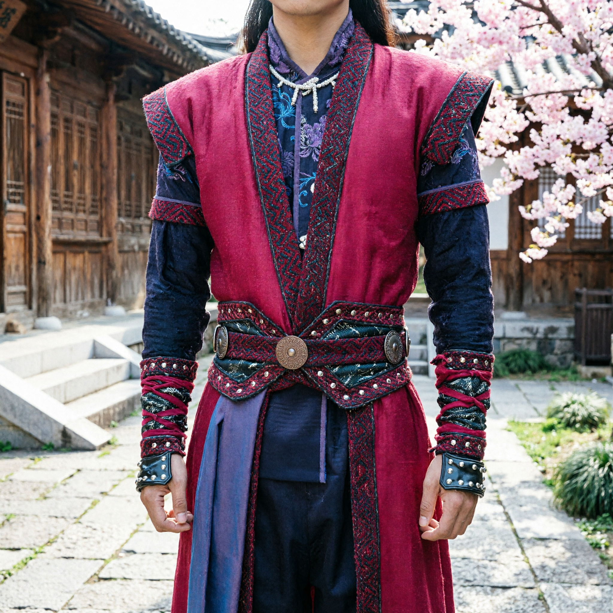 Men's Ancient Chinese Wuxia Swordsman Costume Red Knight Errant Hanfu Cosplay Outfit for Historical Drama