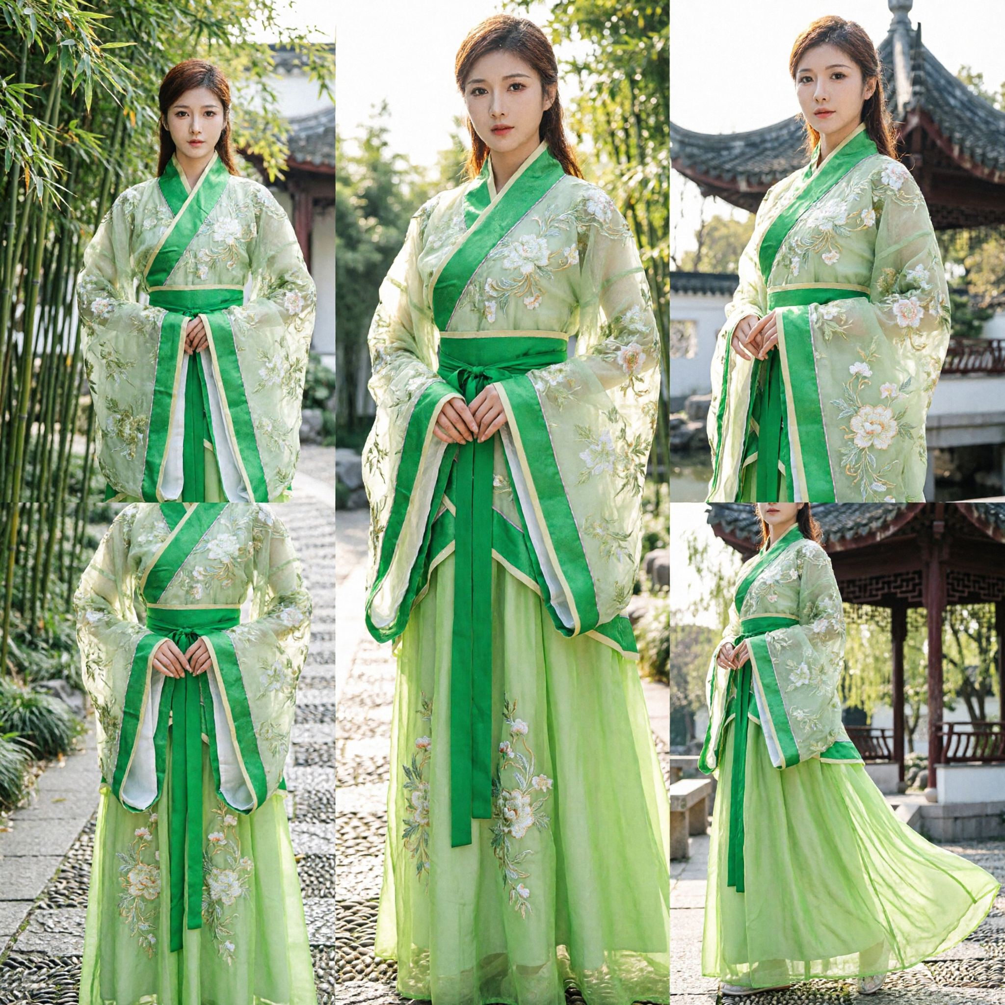 Green Traditional Chinese Hanfu Tang Dynasty Princess Costume for Women Ancient Cosplay Dance Performance Outfit