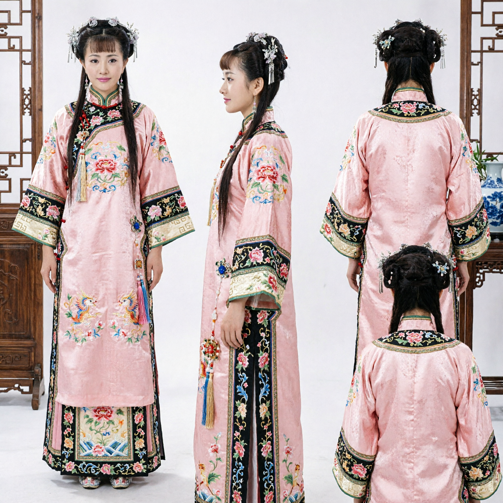 Ancient Chinese Hanfu Hair Accessories Silver Floral Hairpins with Tassels for Traditional Costume Cosplay and Drama