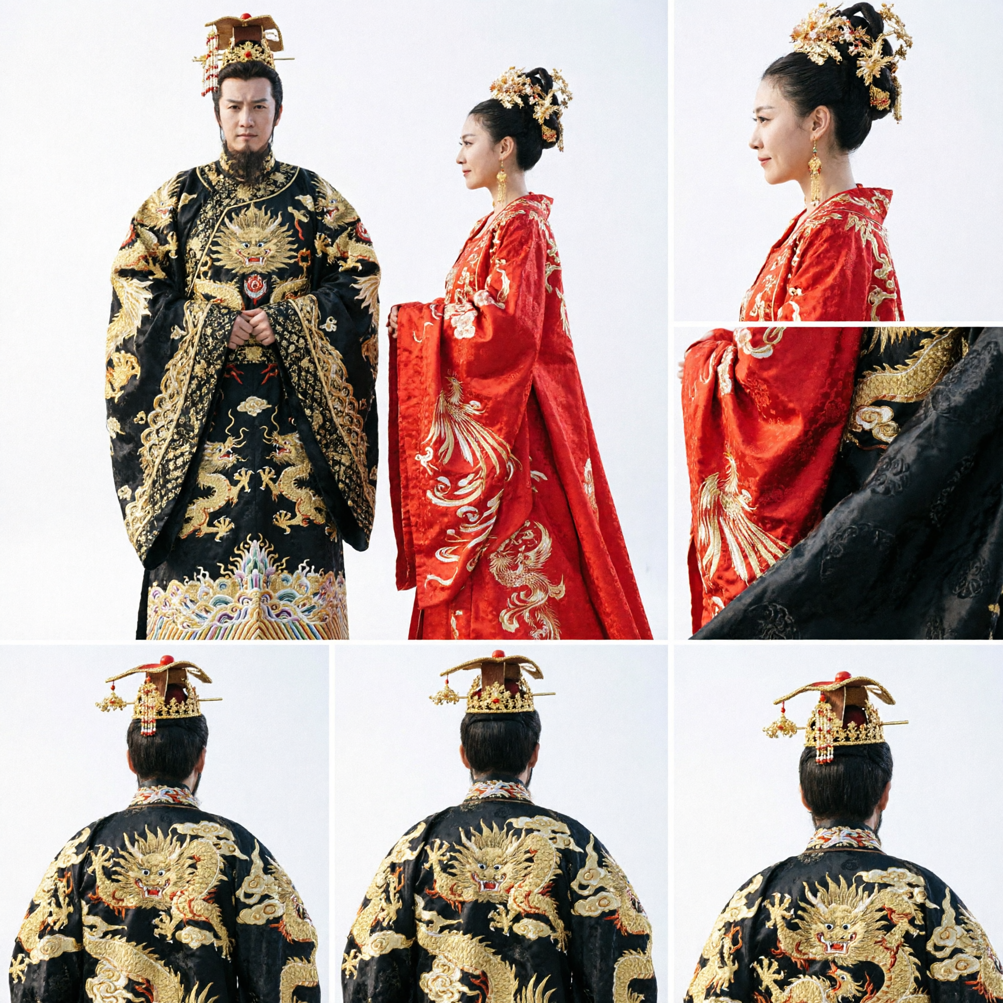 Traditional Chinese Wedding Hanfu Costume Set Ancient Emperor Empress Robes for Ceremony Photography and Cosplay