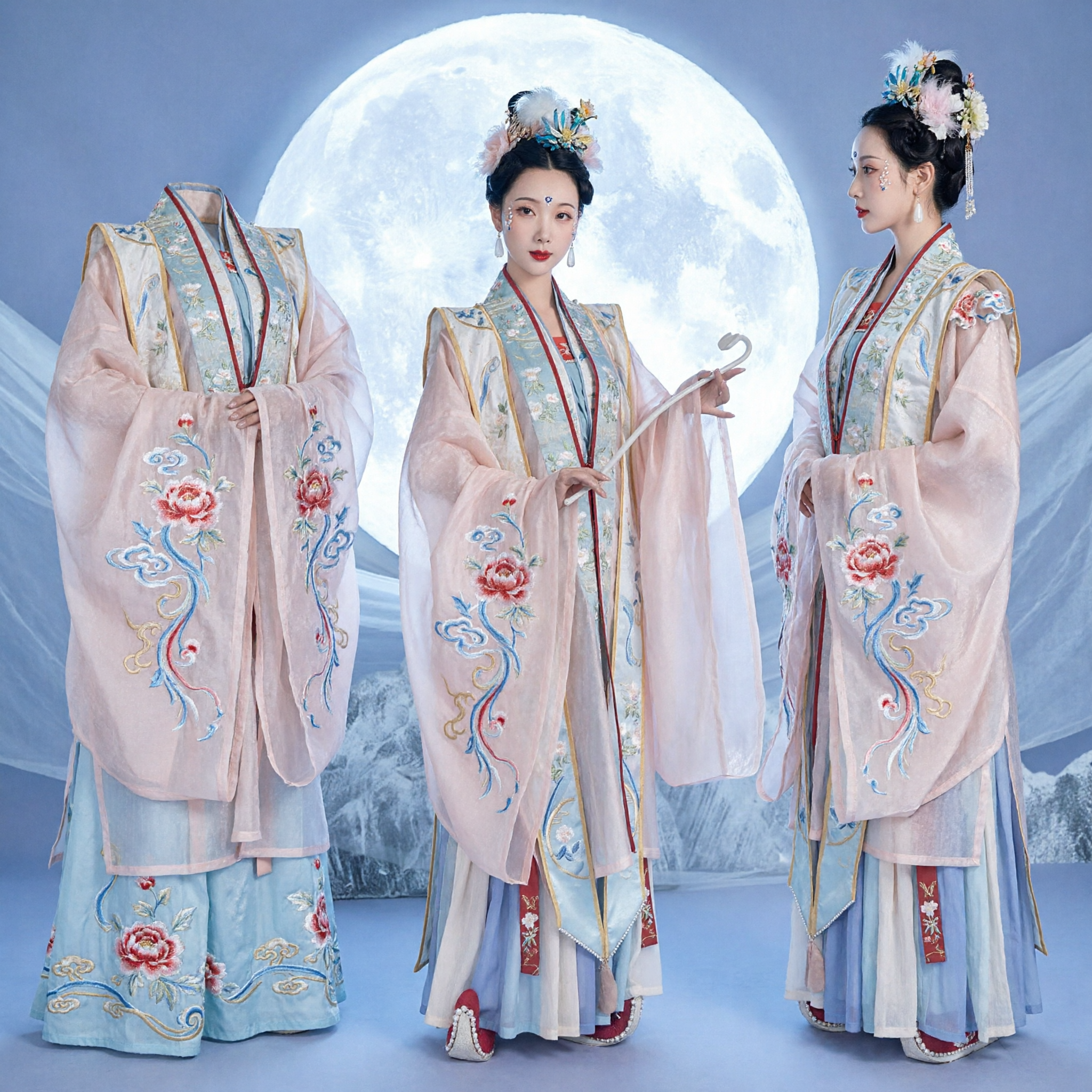 Chinese Traditional Tang Dynasty Hanfu Costume Women Ancient Princess Fairy Dress Chang'e Moon Goddess Outfit