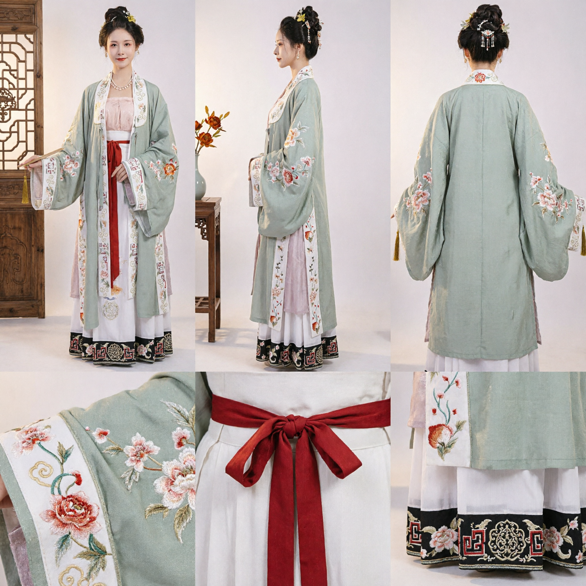 Traditional Chinese Hanfu Costume Song Dynasty Style Embroidered Long Robe Skirt Set Ancient Clothing for Women