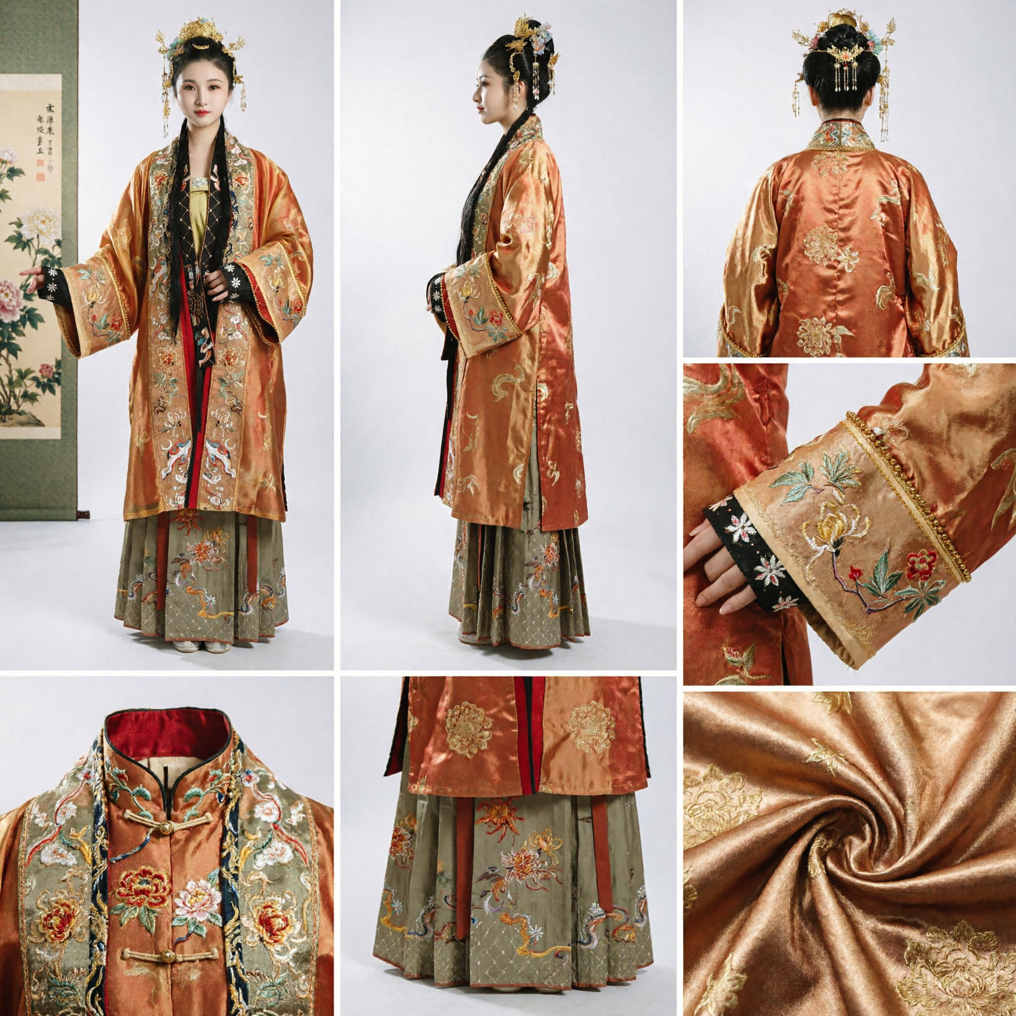 Traditional Chinese Tang Dynasty Hanfu Costume Golden Embroidered Princess Robe for Women Wedding Cosplay