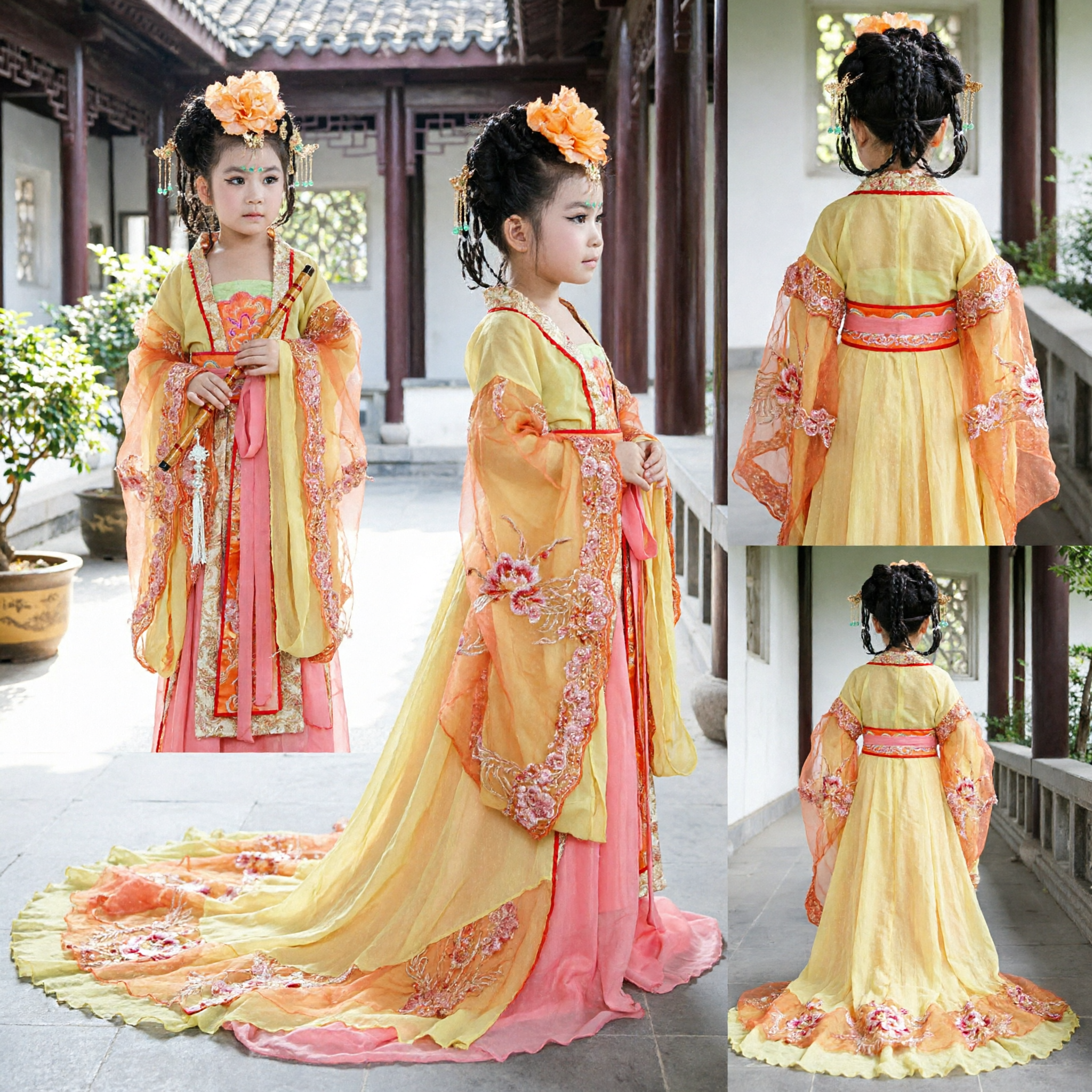 Ancient Chinese Traditional Hanfu Costume for Girls Kids Princess Fairy Dress Dance Performance Outfit
