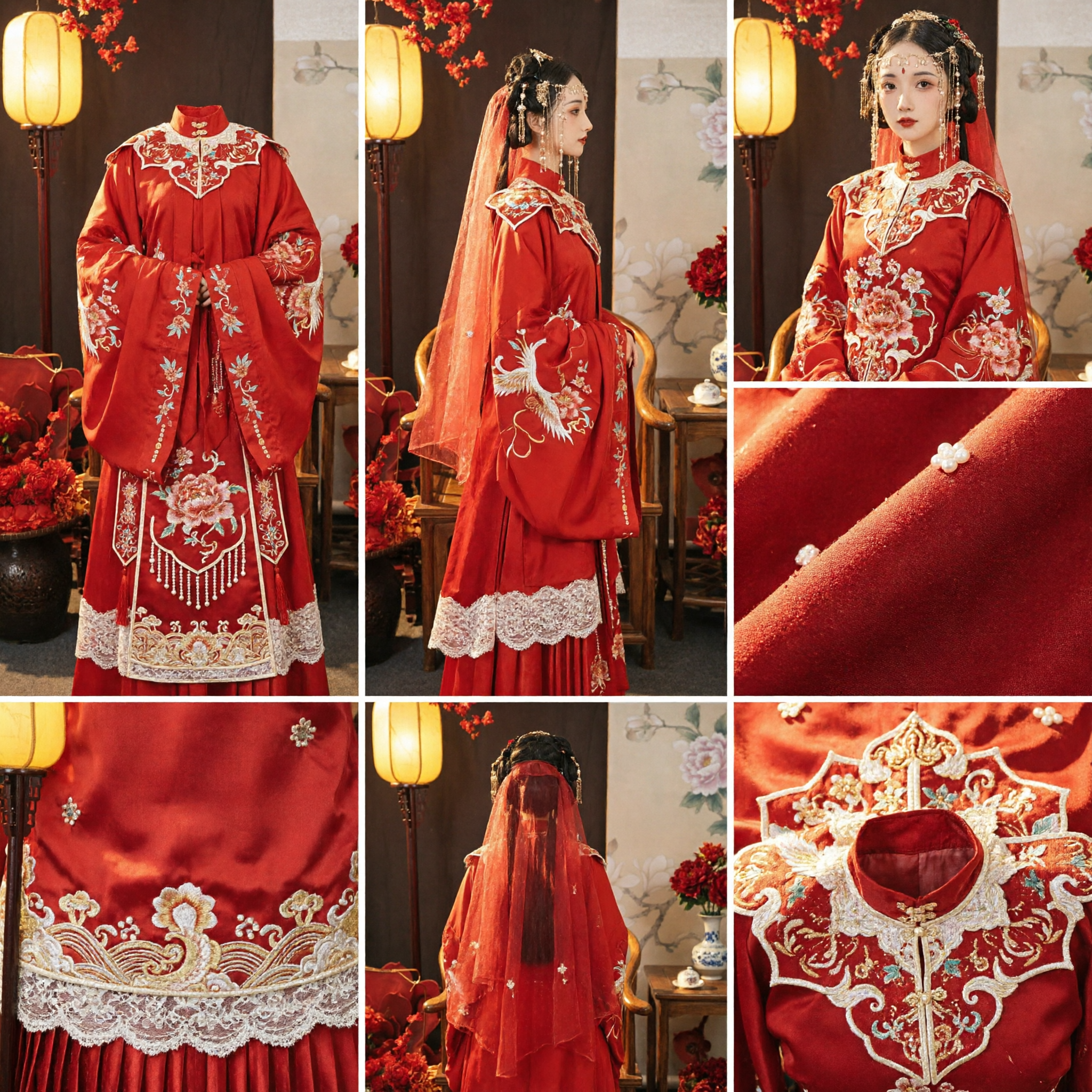 Traditional Chinese Wedding Dress Red Hanfu Bride Costume Ancient Style Embroidery Gown for Women