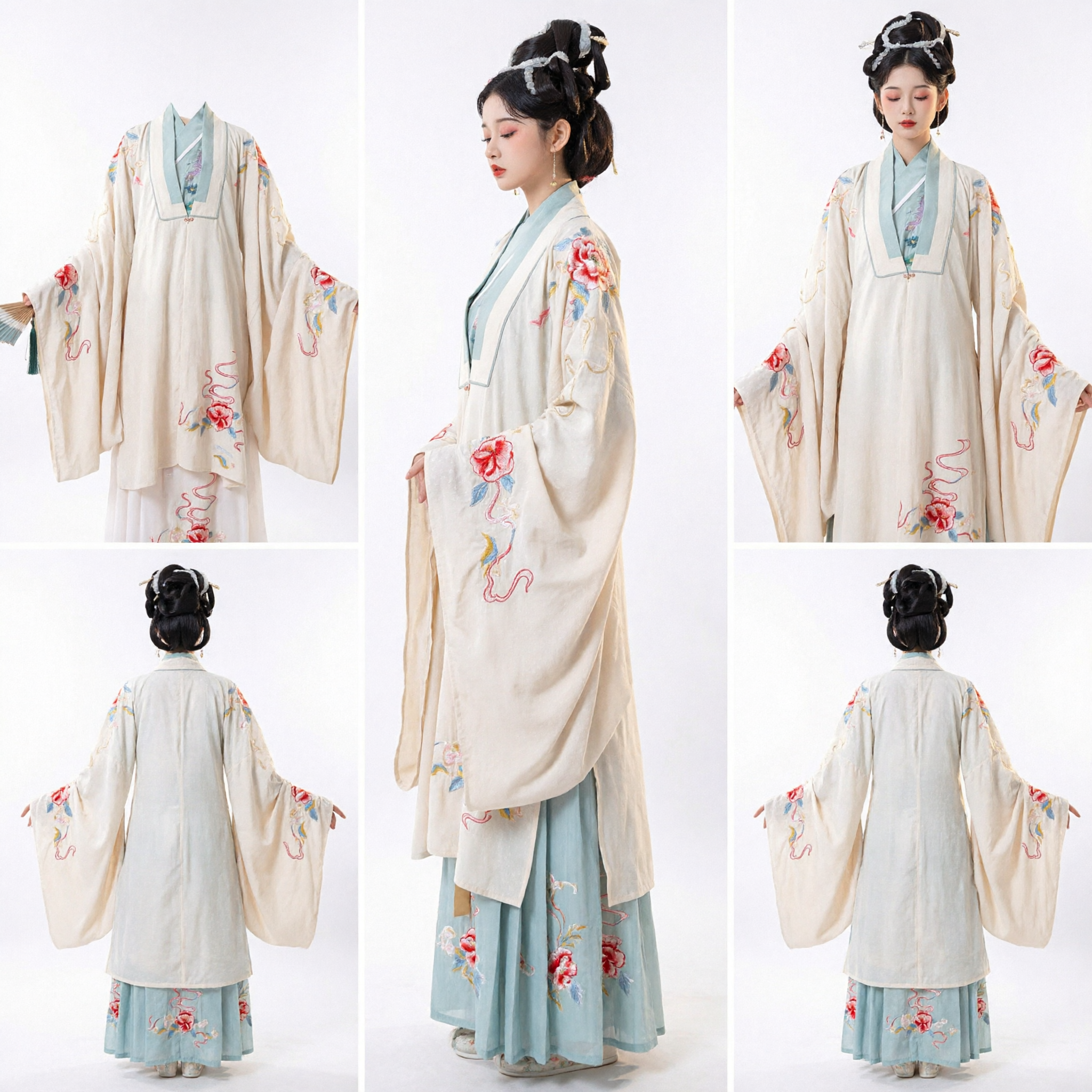 Elegant White Hanfu Traditional Chinese Clothing Embroidered Wide Sleeve Fairy Dress for Women Photography