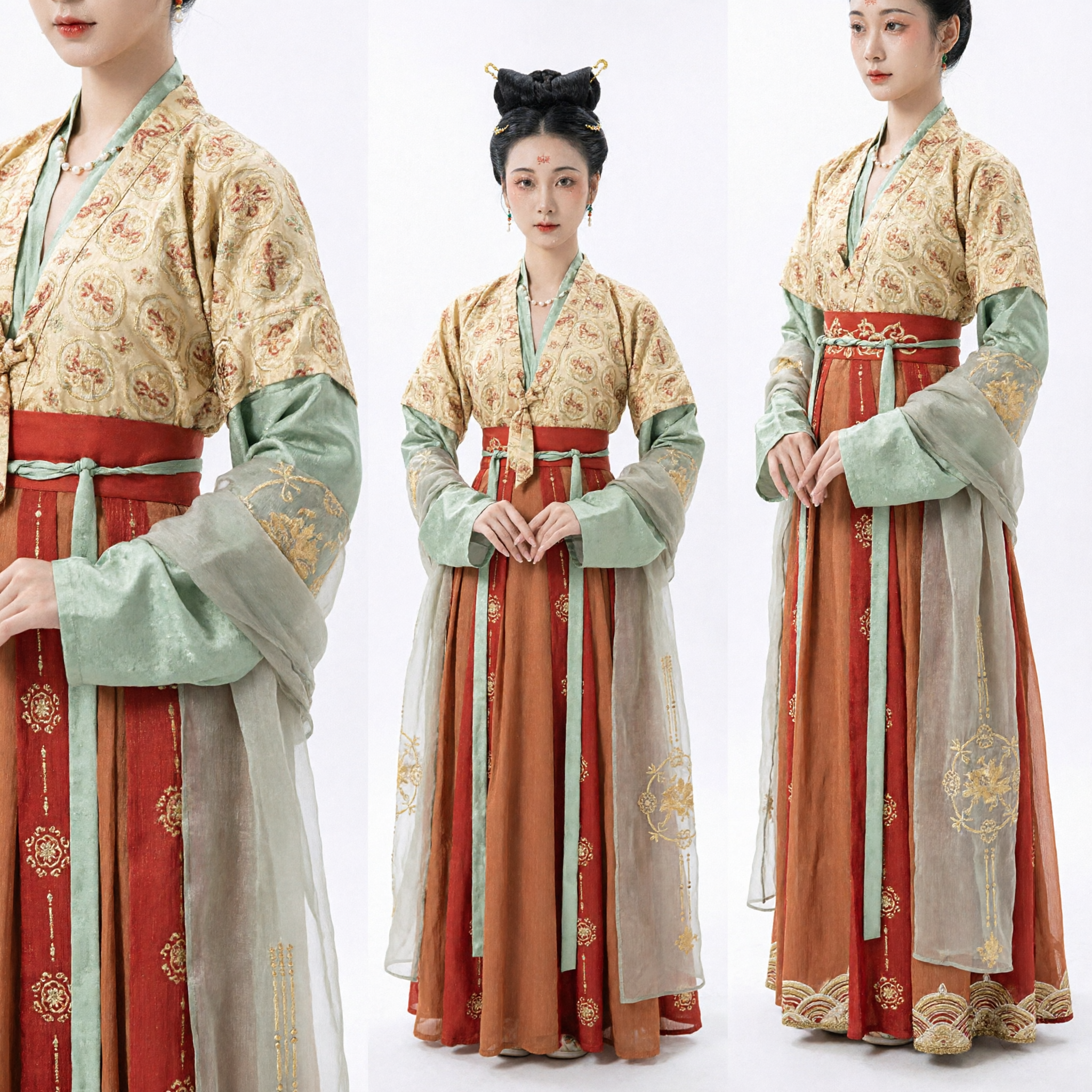 Traditional Chinese Hanfu Costume for Women Ancient Palace Lady Embroidered Phoenix Red Skirt Dress Set